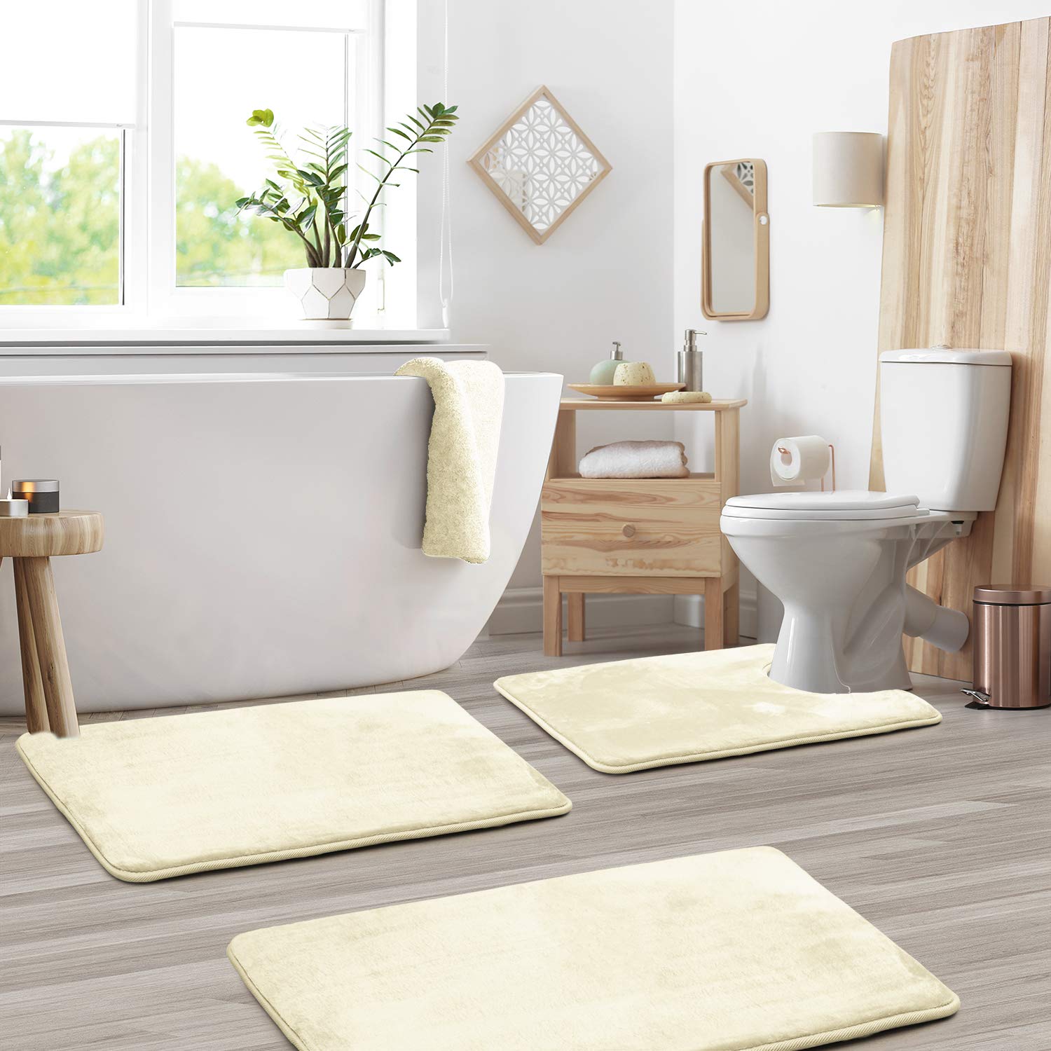 Clara Clark U-Shaped Contour Rug 24" x 19" - Memory Foam Bath Mat, Plush, Cozy, Ultra Soft, Non Slip, Perfect for U-Shaped Toilet Rug, Rugs for Bathroom, Machine Washable, Quick Dry - Blue Heaven