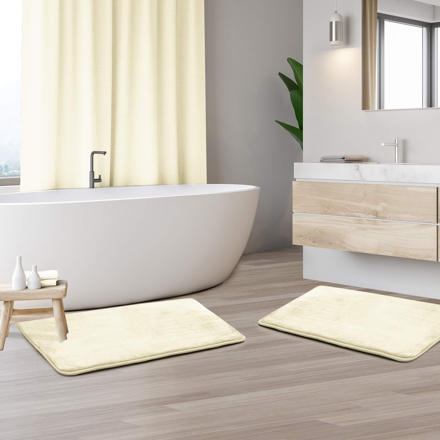 Clara Clark U-Shaped Contour Rug 24" x 19" - Memory Foam Bath Mat, Plush, Cozy, Ultra Soft, Non Slip, Perfect for U-Shaped Toilet Rug, Rugs for Bathroom, Machine Washable, Quick Dry - Blue Heaven