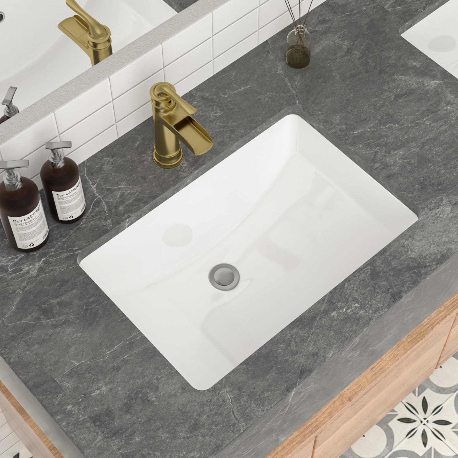 Mocoloo 21"x16" Wall Mounted Bathroom Sink White Rectangle Porcelain ADA Compliant Ceramic Bathroom Sinks Floating Vanity Sink for Lavatory Room Basin