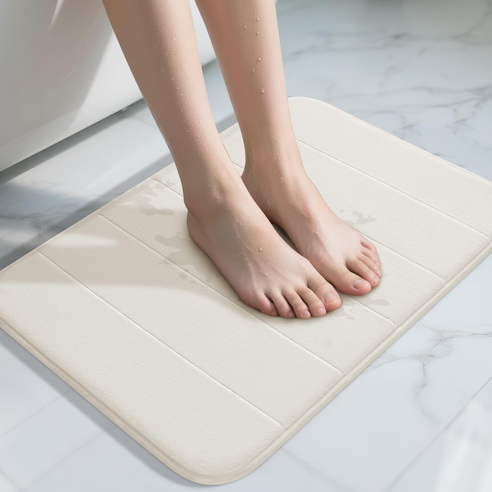 Yimobra Memory Foam Toilet Bath Mat U-Shaped, Commode Contour Rug, Soft and Comfortable, Super Water Absorption, Non-Slip, Thick, Machine Wash and Easier to Dry for Bathroom, 24 X 20 Inches, Grey