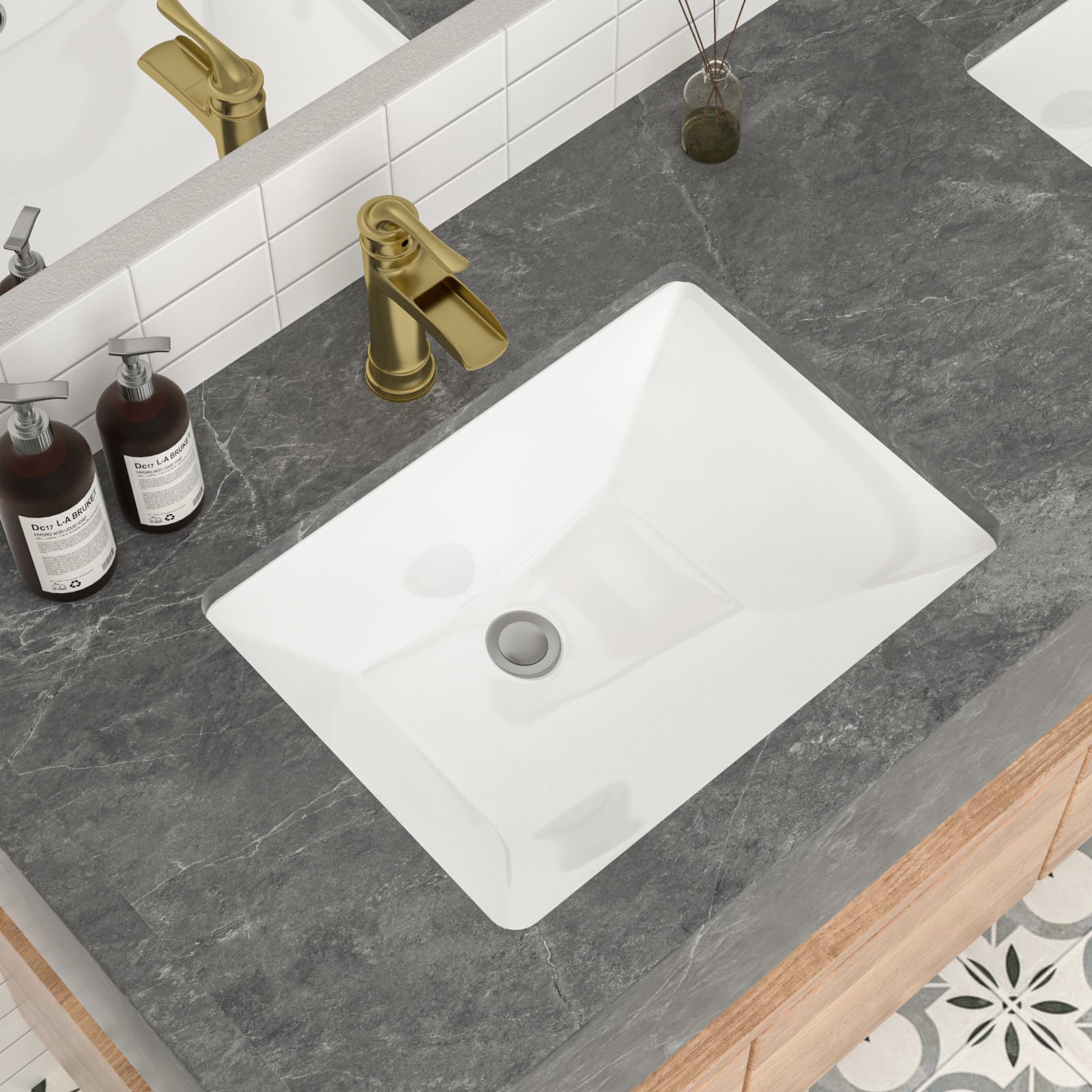 Mocoloo 21"x16" Wall Mounted Bathroom Sink White Rectangle Porcelain ADA Compliant Ceramic Bathroom Sinks Floating Vanity Sink for Lavatory Room Basin
