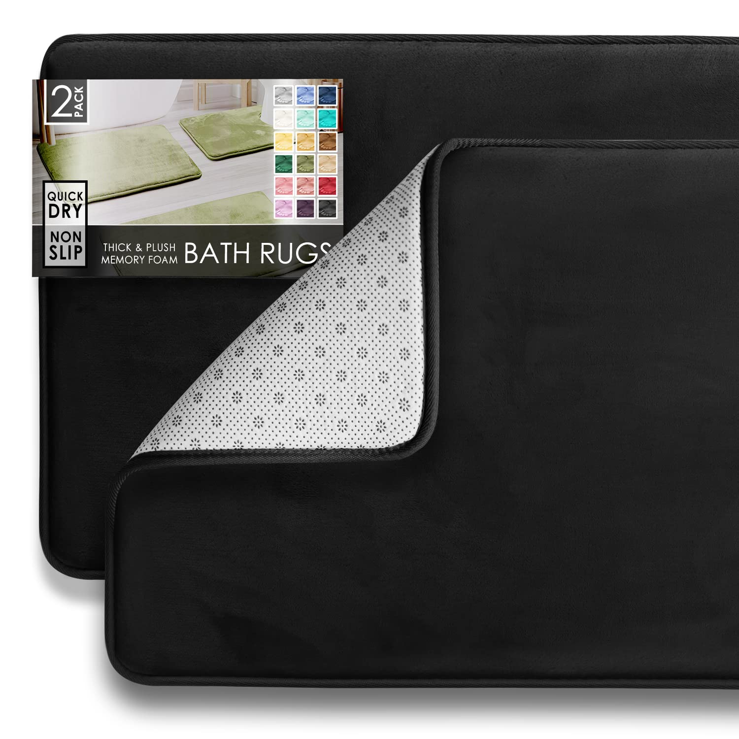 Clara Clark Bathroom Rugs, Velvet Memory Foam Bath Mat, Non-Slip Bath Rugs, Machine Wash, Dries Quickly, Ultra Soft Plush Bath Mats for Bathroom,