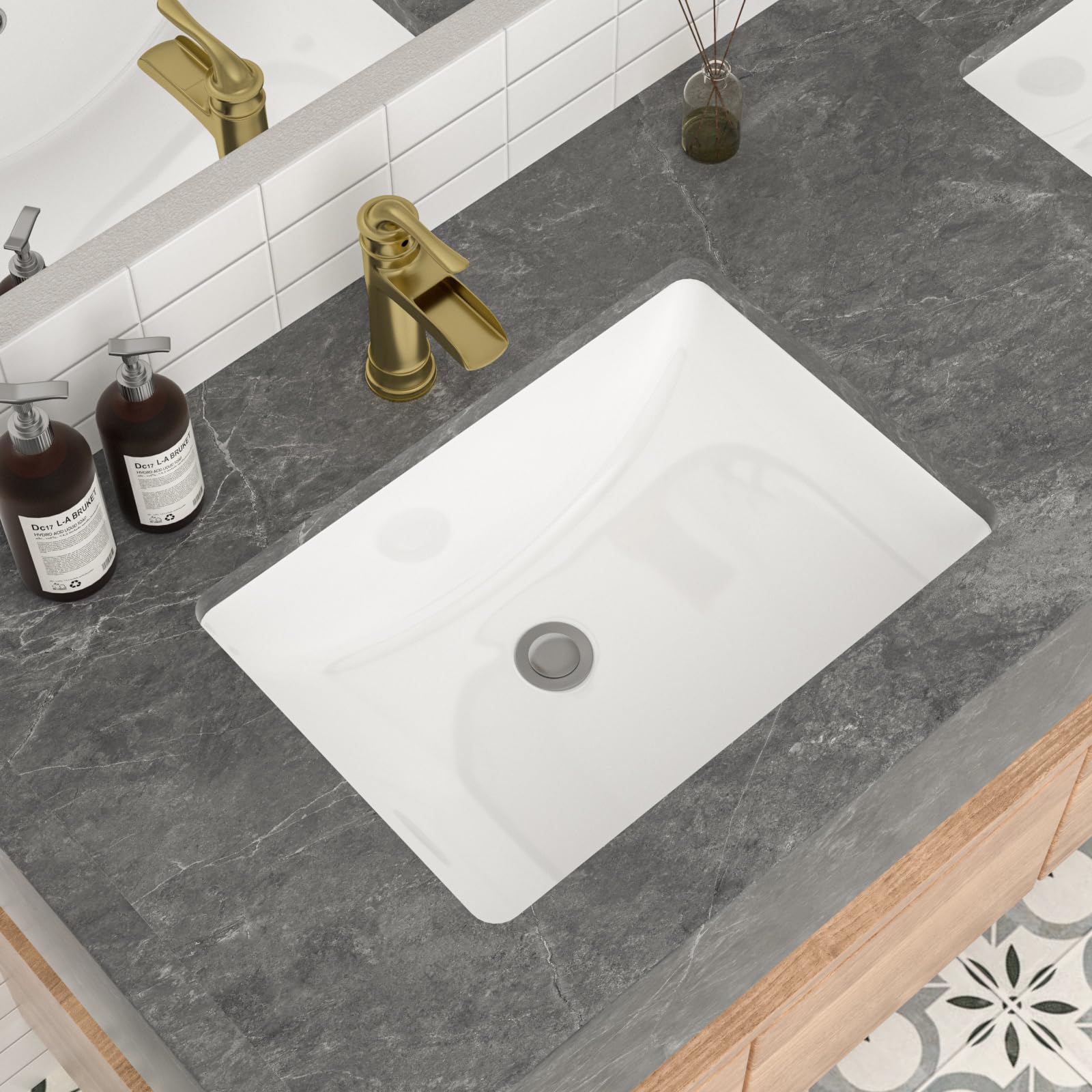 Mocoloo 21"x16" Wall Mounted Bathroom Sink White Rectangle Porcelain ADA Compliant Ceramic Bathroom Sinks Floating Vanity Sink for Lavatory Room Basin