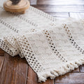 Macrame Table Runner Cream Beige Boho Table Runners with Tassels Hand Woven Cotton Table Runner Rustic Farmhouse Table Runners for Bohemian Kitchen Dining Table(12x71in)