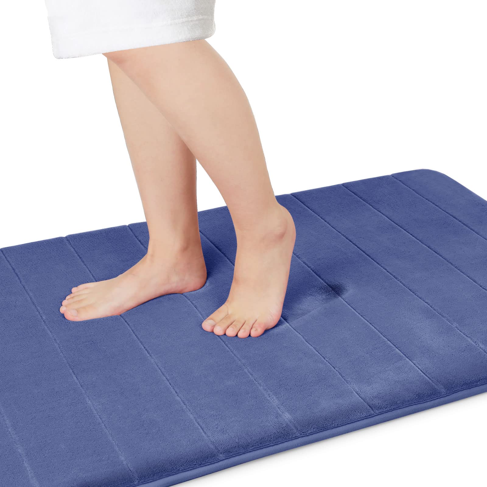 Yimobra Memory Foam Toilet Bath Mat U-Shaped, Commode Contour Rug, Soft and Comfortable, Super Water Absorption, Non-Slip, Thick, Machine Wash and Easier to Dry for Bathroom, 24 X 20 Inches, Grey