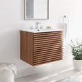 Modway Render 36" Wall-Mount Bathroom Vanity in Walnut White