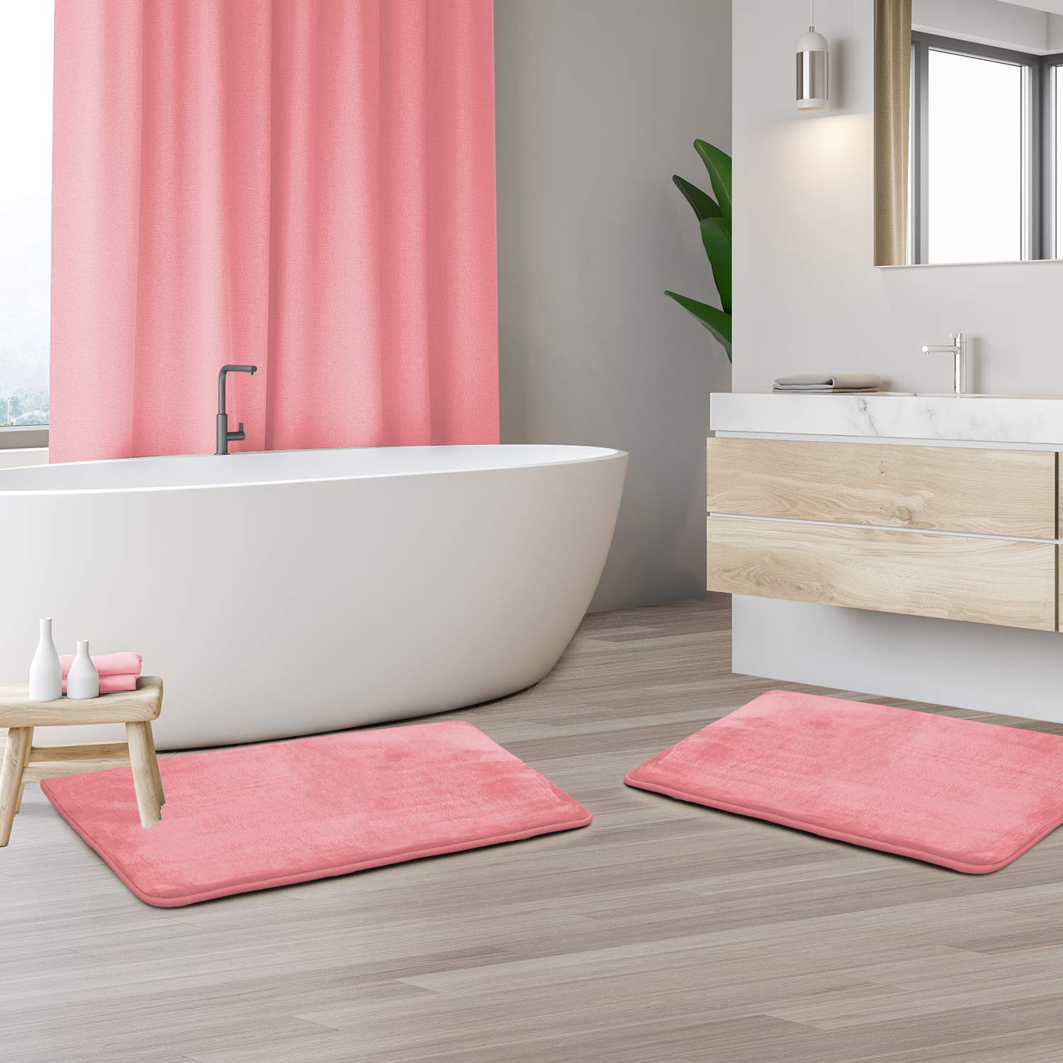 Clara Clark U-Shaped Contour Rug 24" x 19" - Memory Foam Bath Mat, Plush, Cozy, Ultra Soft, Non Slip, Perfect for U-Shaped Toilet Rug, Rugs for Bathroom, Machine Washable, Quick Dry - Blue Heaven