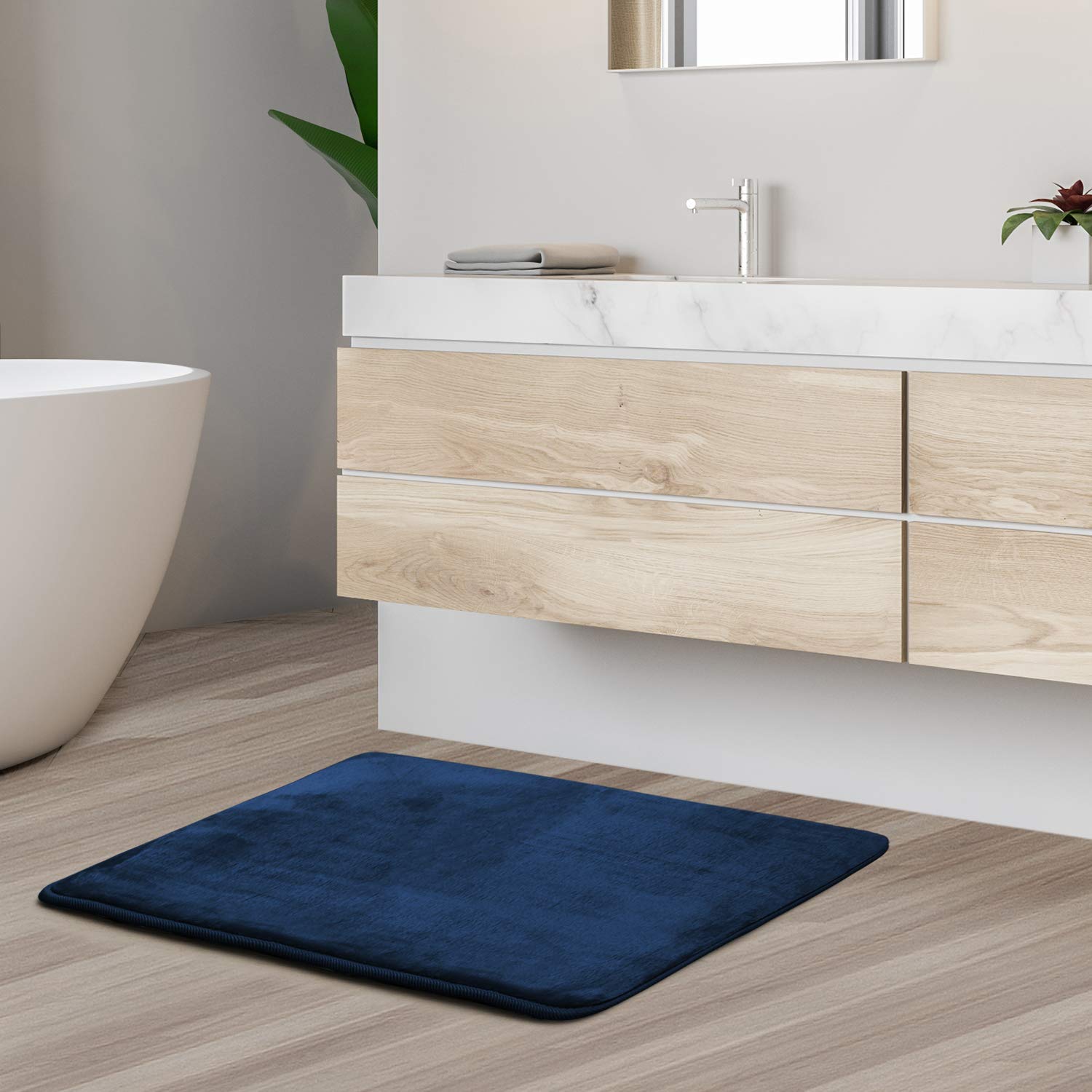 Clara Clark U-Shaped Contour Rug 24" x 19" - Memory Foam Bath Mat, Plush, Cozy, Ultra Soft, Non Slip, Perfect for U-Shaped Toilet Rug, Rugs for Bathroom, Machine Washable, Quick Dry - Blue Heaven