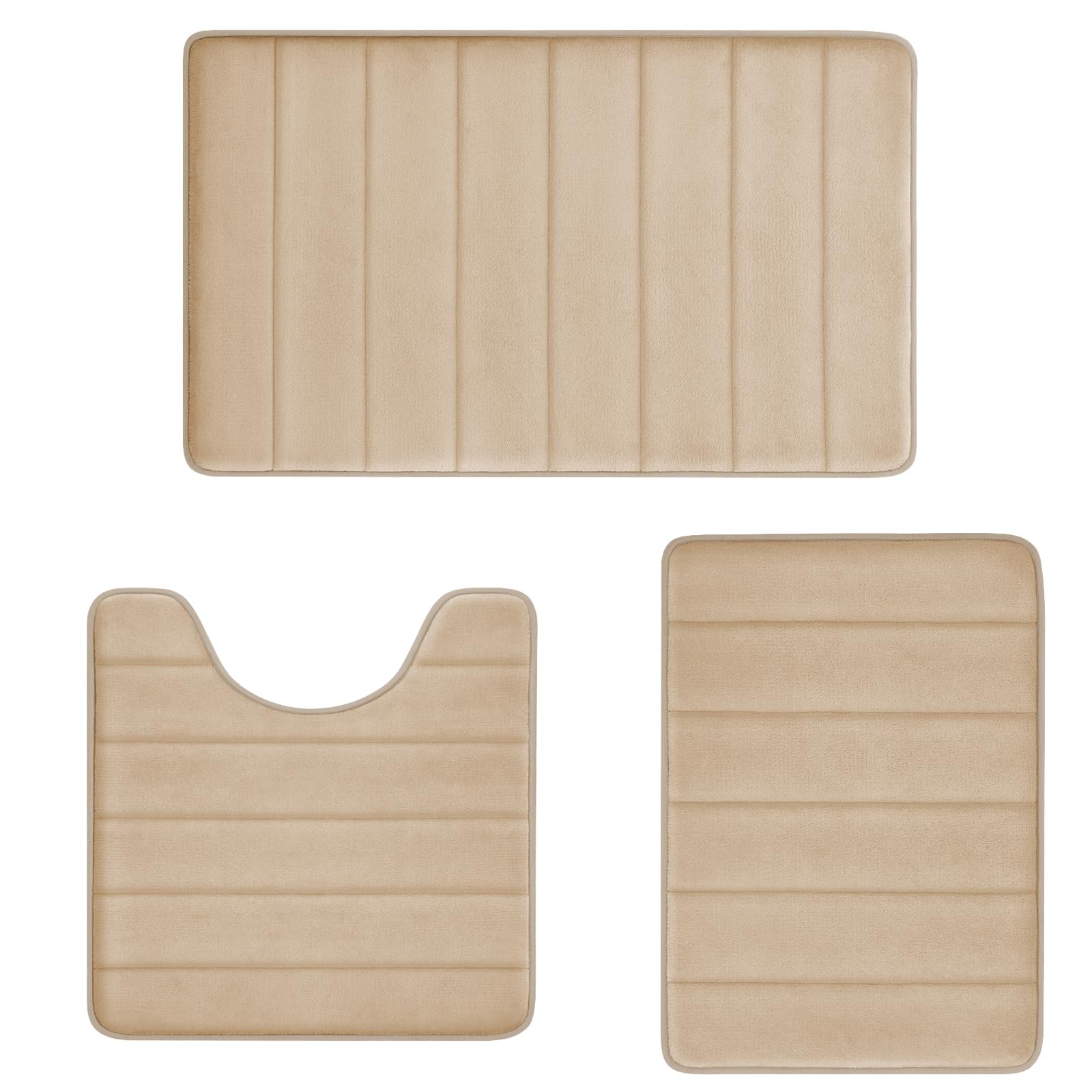 Sage Green Bathroom Rugs Sets 3 Piece Memory Foam Non Slip Bath Mats for Bathroom Floor and U-Shaped Contour Toilet Rug, Soft Washable Bathrom Sets Mats and Rugs Sets for Toilet Shower Sink