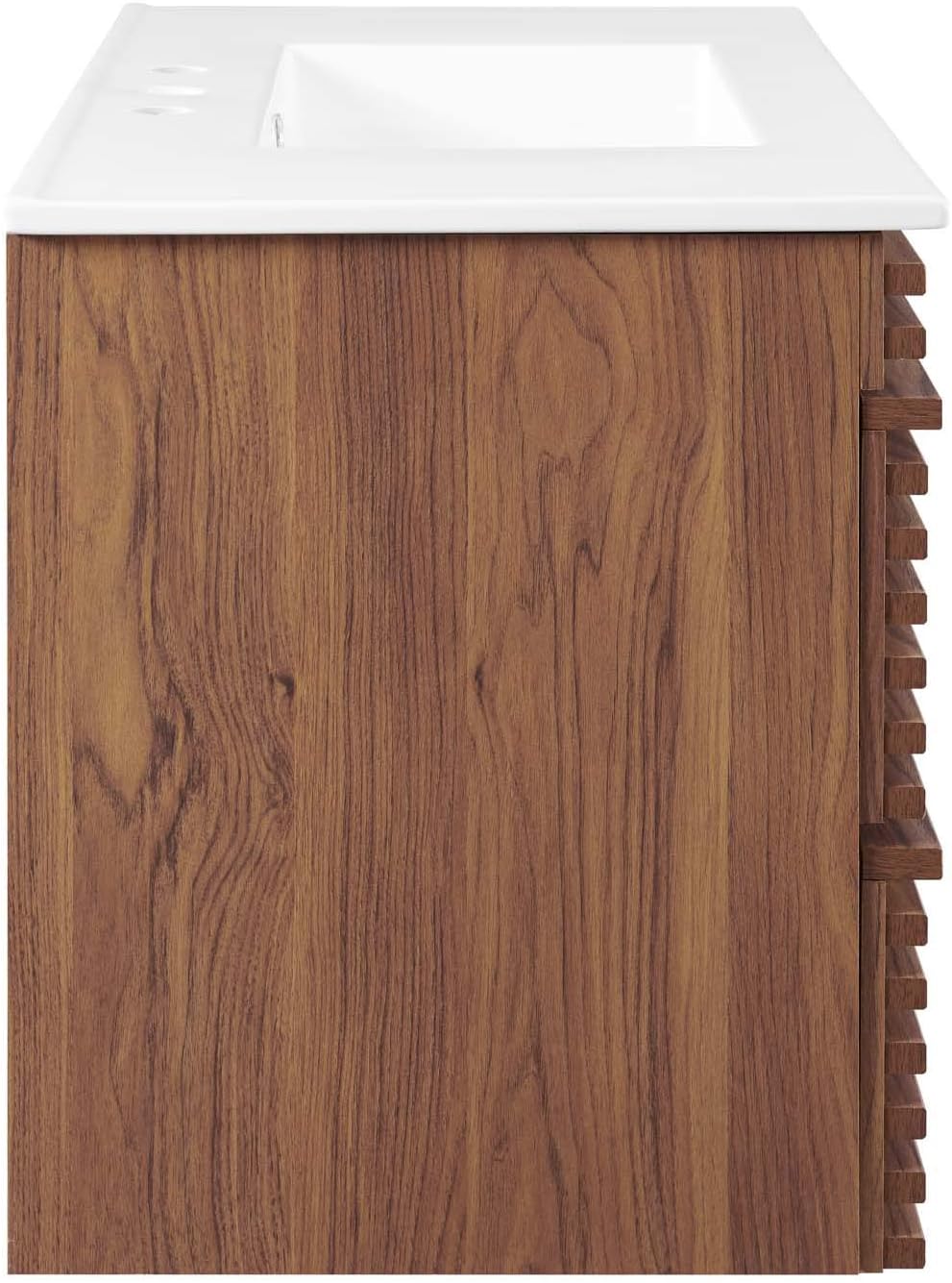 Modway Render 36" Wall-Mount Bathroom Vanity in Walnut White