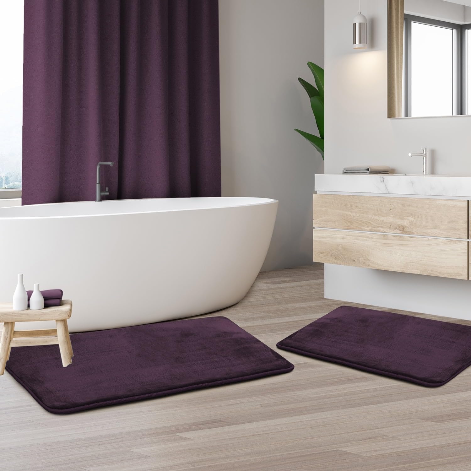 Nestl 1 Contour Bath Rug, Absorbent Memory Foam Bath Mat Bathroom Rug, Gray, 24"x20"