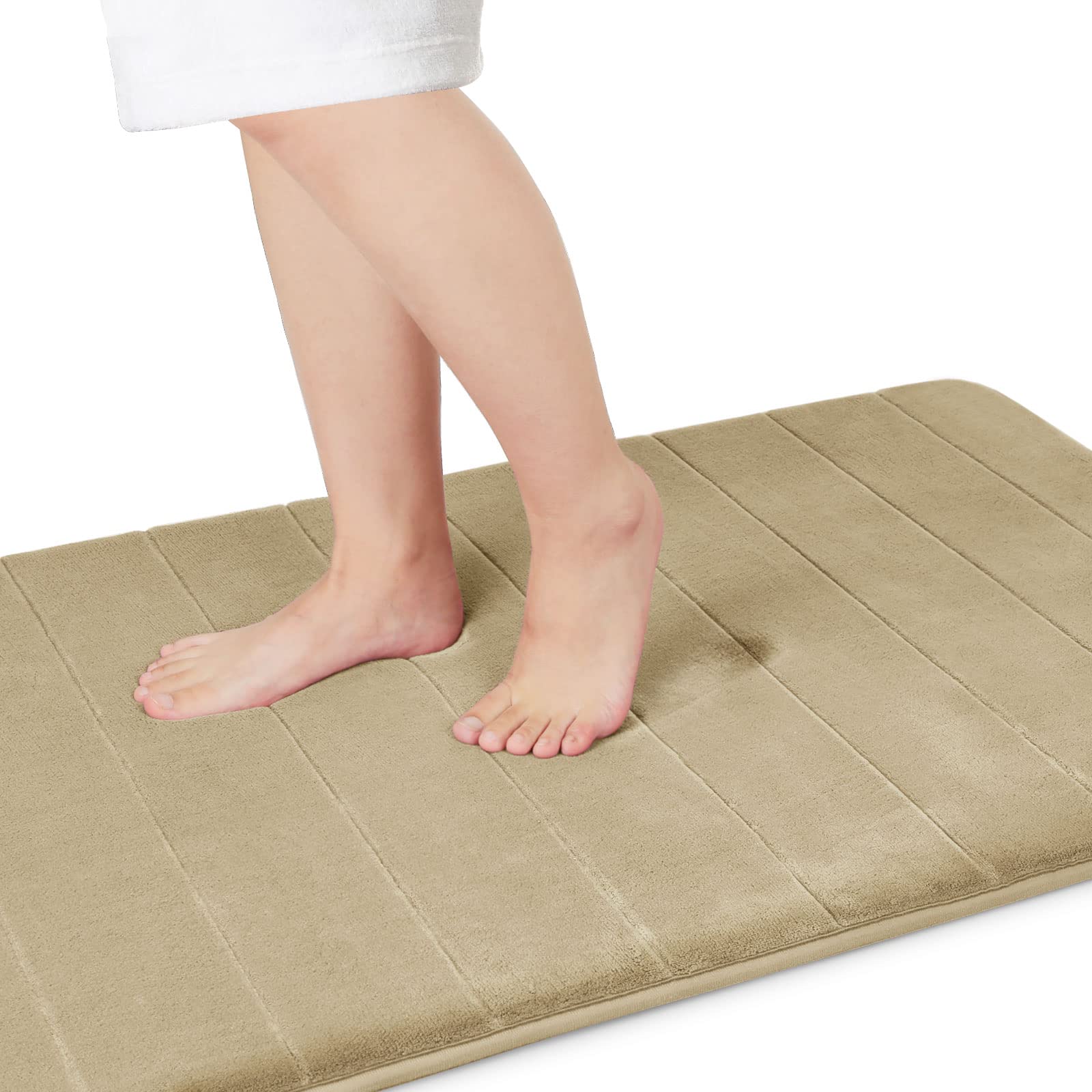 Yimobra Memory Foam Toilet Bath Mat U-Shaped, Commode Contour Rug, Soft and Comfortable, Super Water Absorption, Non-Slip, Thick, Machine Wash and Easier to Dry for Bathroom, 24 X 20 Inches, Grey