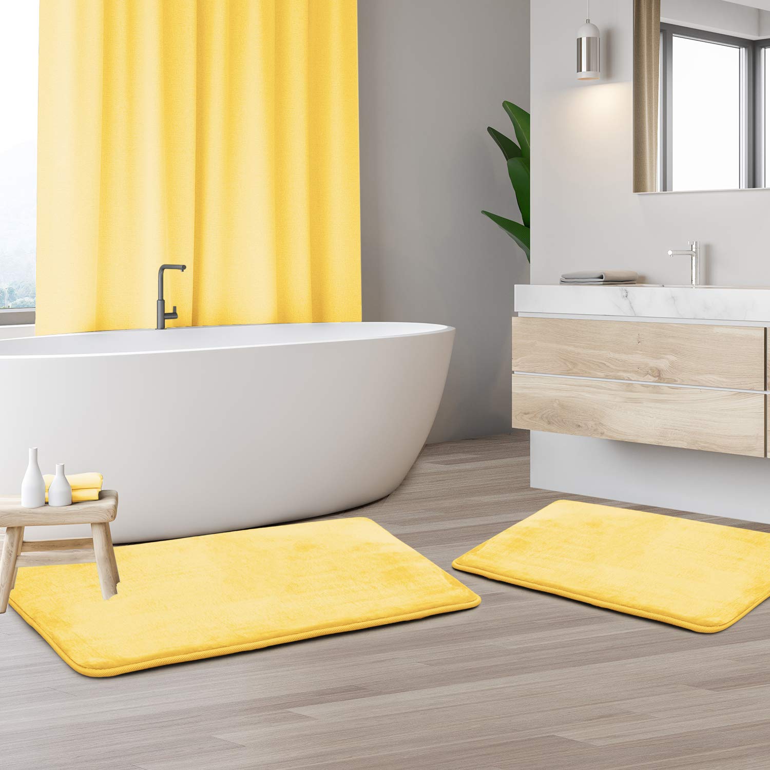 Clara Clark U-Shaped Contour Rug 24" x 19" - Memory Foam Bath Mat, Plush, Cozy, Ultra Soft, Non Slip, Perfect for U-Shaped Toilet Rug, Rugs for Bathroom, Machine Washable, Quick Dry - Blue Heaven