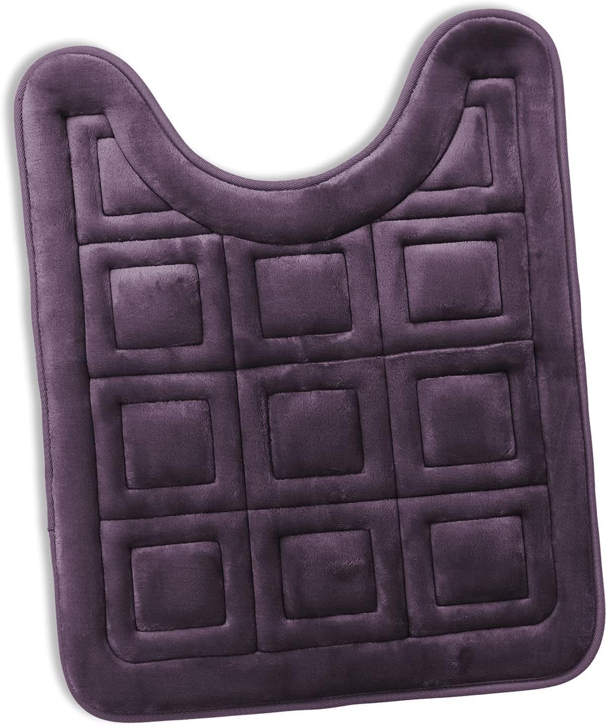 Clara Clark Contour Bath Mat, Non-Slip Velvet Memory Foam Bathroom Rug, Machine Wash, Dries Quickly, Soft and Plush Toilet U-Shaped Bath Rug, 20 x 24 Inch, Tiled Design - Teal