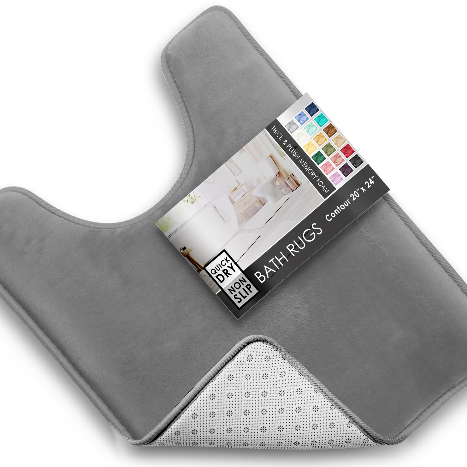 Clara Clark 3 Piece Bathroom Rugs Bath Mat Set, Velvet Memory Foam Bath Mats for Bathroom - Non-Slip, PVC Backing Bath Rugs, Washable - Dries Quickly, Black