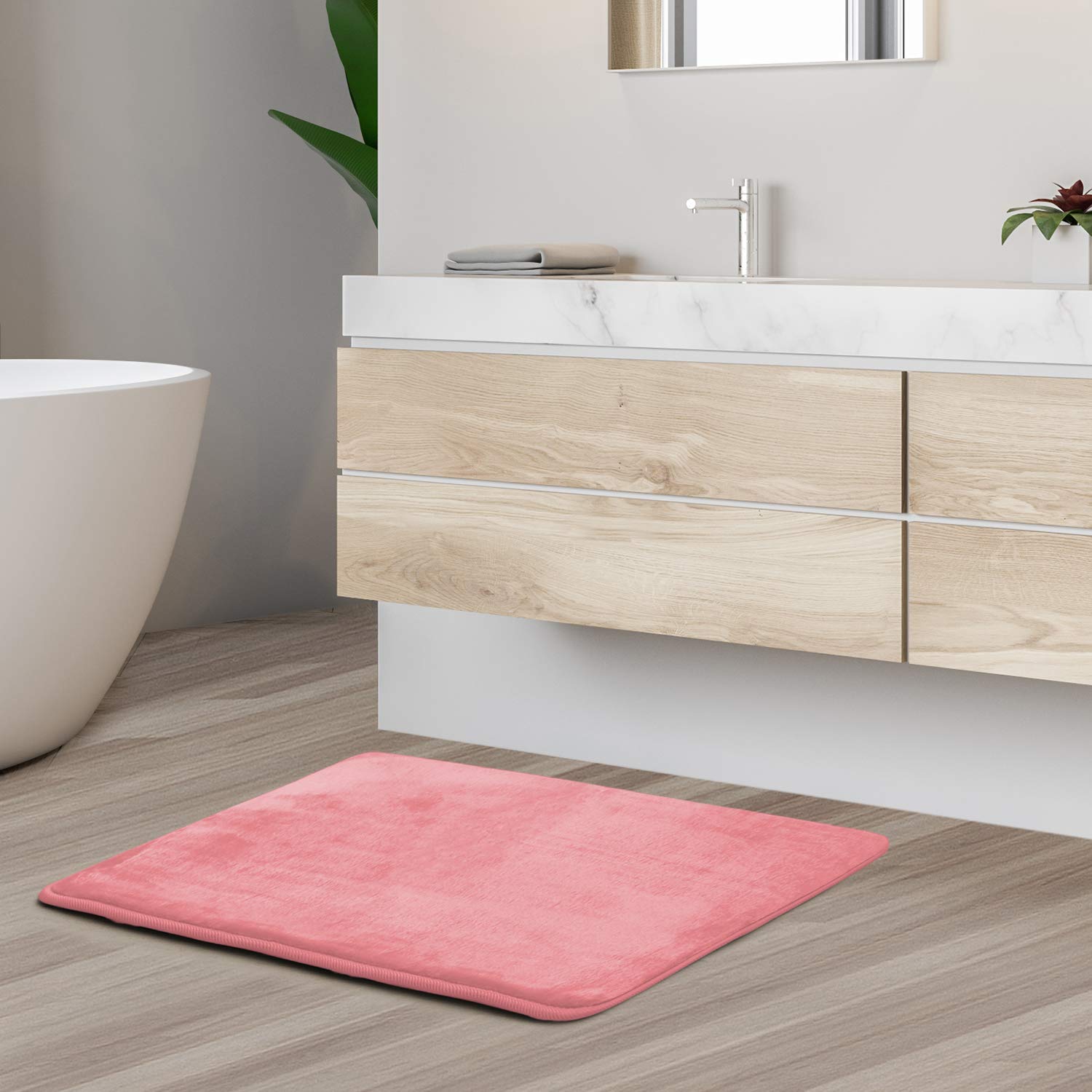 Clara Clark U-Shaped Contour Rug 24" x 19" - Memory Foam Bath Mat, Plush, Cozy, Ultra Soft, Non Slip, Perfect for U-Shaped Toilet Rug, Rugs for Bathroom, Machine Washable, Quick Dry - Blue Heaven