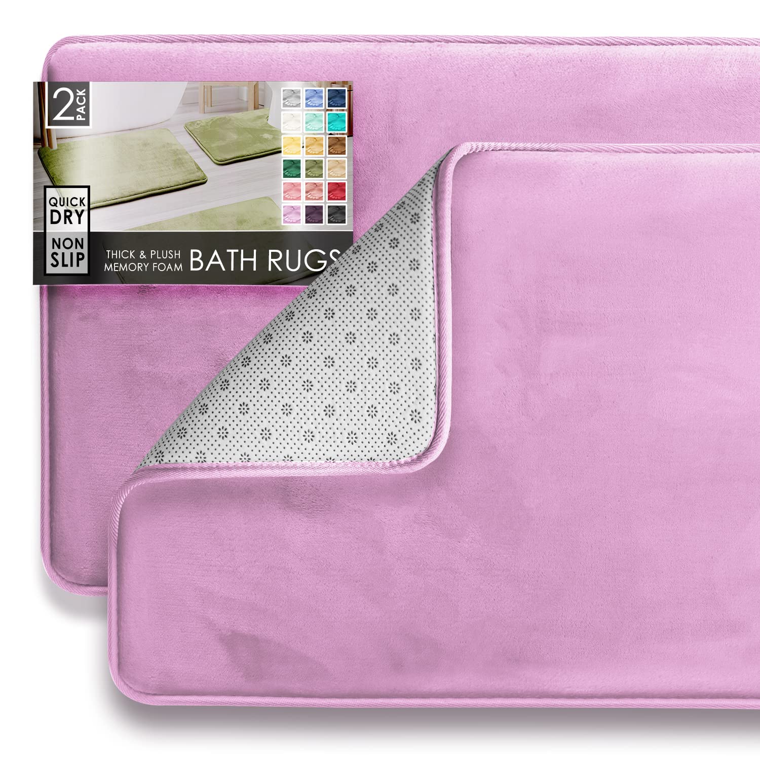 Clara Clark Bathroom Rugs, Velvet Memory Foam Bath Mat, Non-Slip Bath Rugs, Machine Wash, Dries Quickly, Ultra Soft Plush Bath Mats for Bathroom,