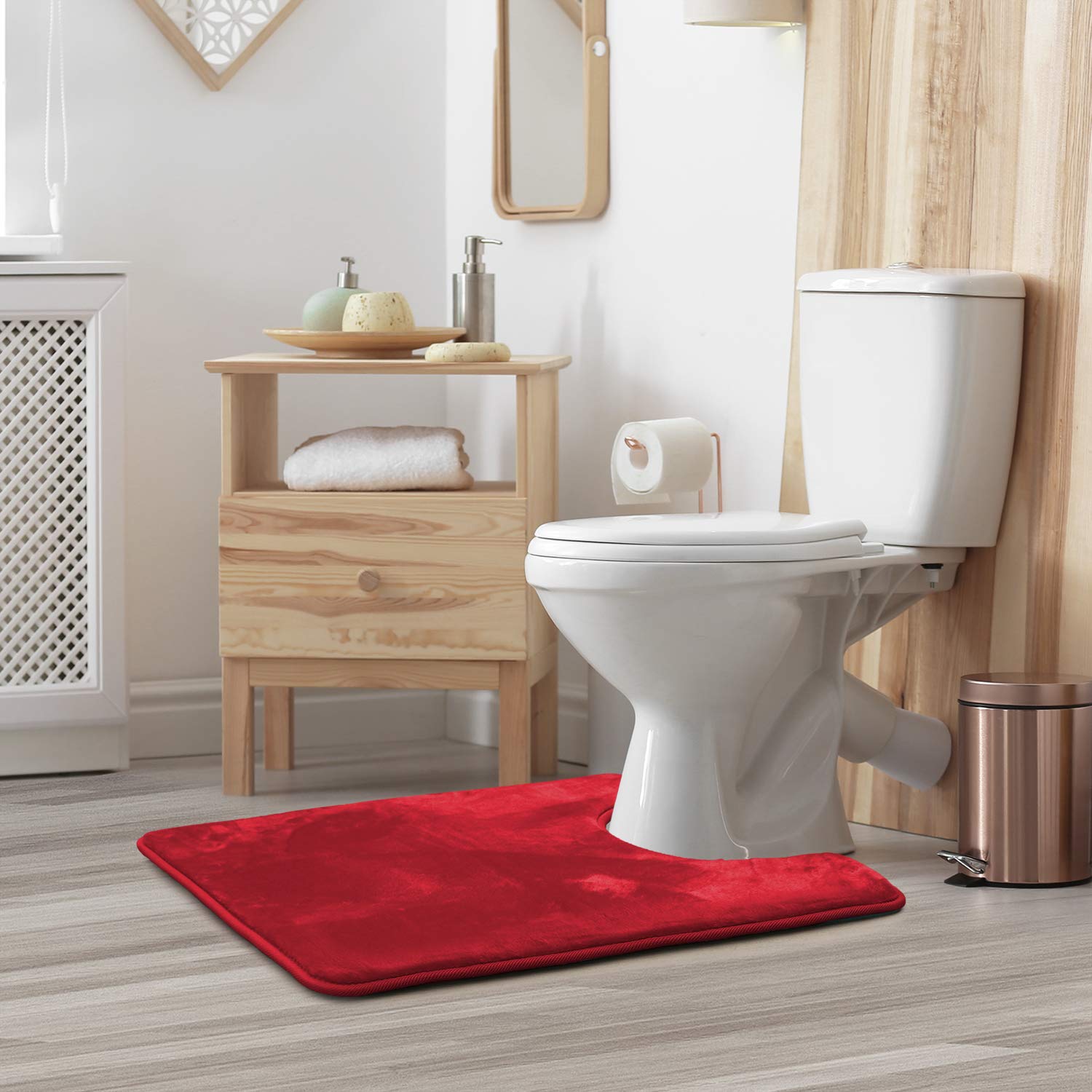 Clara Clark U-Shaped Contour Rug 24" x 19" - Memory Foam Bath Mat, Plush, Cozy, Ultra Soft, Non Slip, Perfect for U-Shaped Toilet Rug, Rugs for Bathroom, Machine Washable, Quick Dry - Blue Heaven