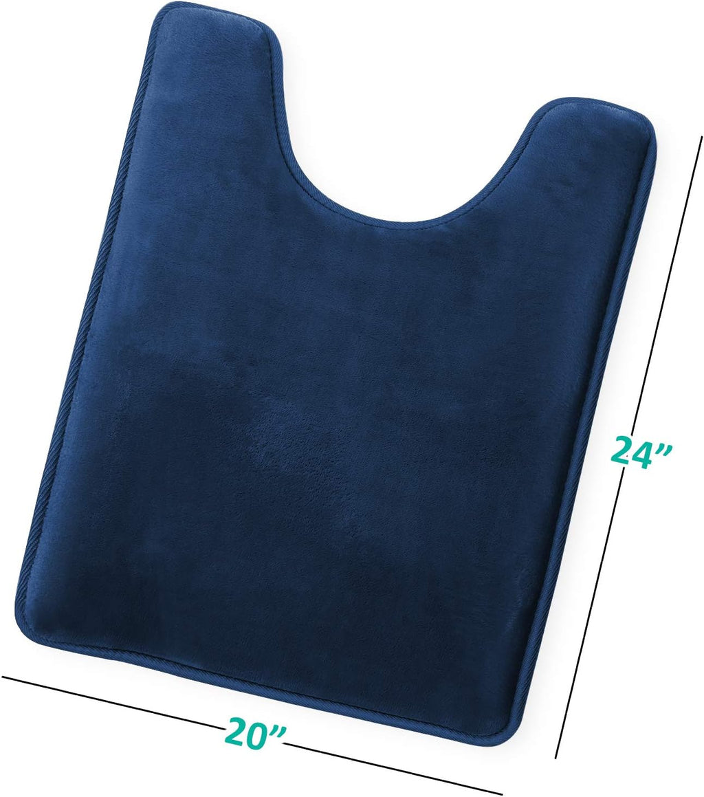 Clara Clark U-Shaped Contour Rug 24" x 19" - Memory Foam Bath Mat, Plush, Cozy, Ultra Soft, Non Slip, Perfect for U-Shaped Toilet Rug, Rugs for Bathroom, Machine Washable, Quick Dry - Blue Heaven