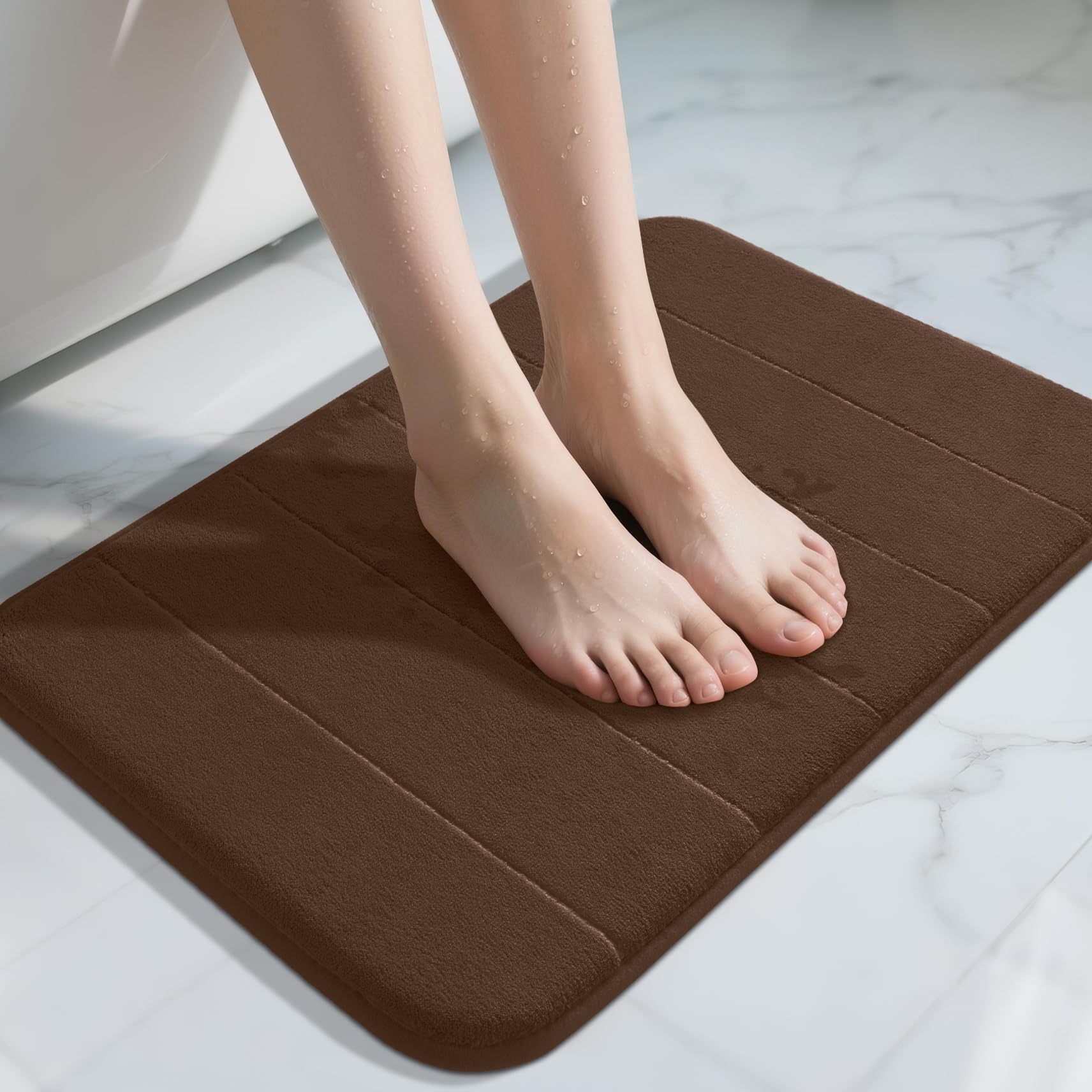 Yimobra Memory Foam Toilet Bath Mat U-Shaped, Commode Contour Rug, Soft and Comfortable, Super Water Absorption, Non-Slip, Thick, Machine Wash and Easier to Dry for Bathroom, 24 X 20 Inches, Grey