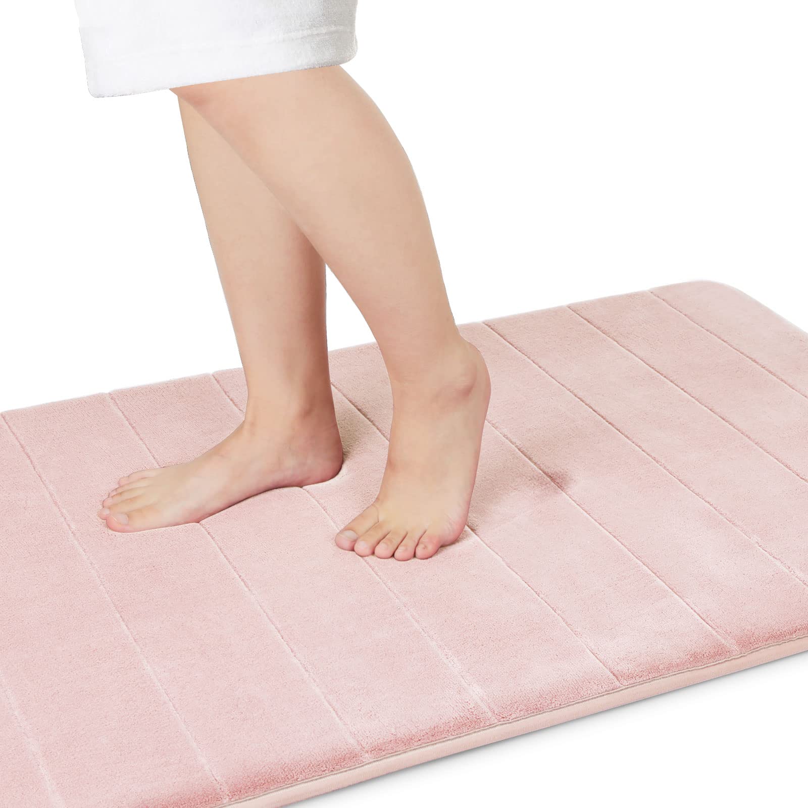 Yimobra Memory Foam Toilet Bath Mat U-Shaped, Soft and Comfortable, Super Water Absorption, Non-Slip, Thick, Machine Wash and Easier to Dry for Bathroom Commode Contour Rug, 24 X 20 Inches, Black