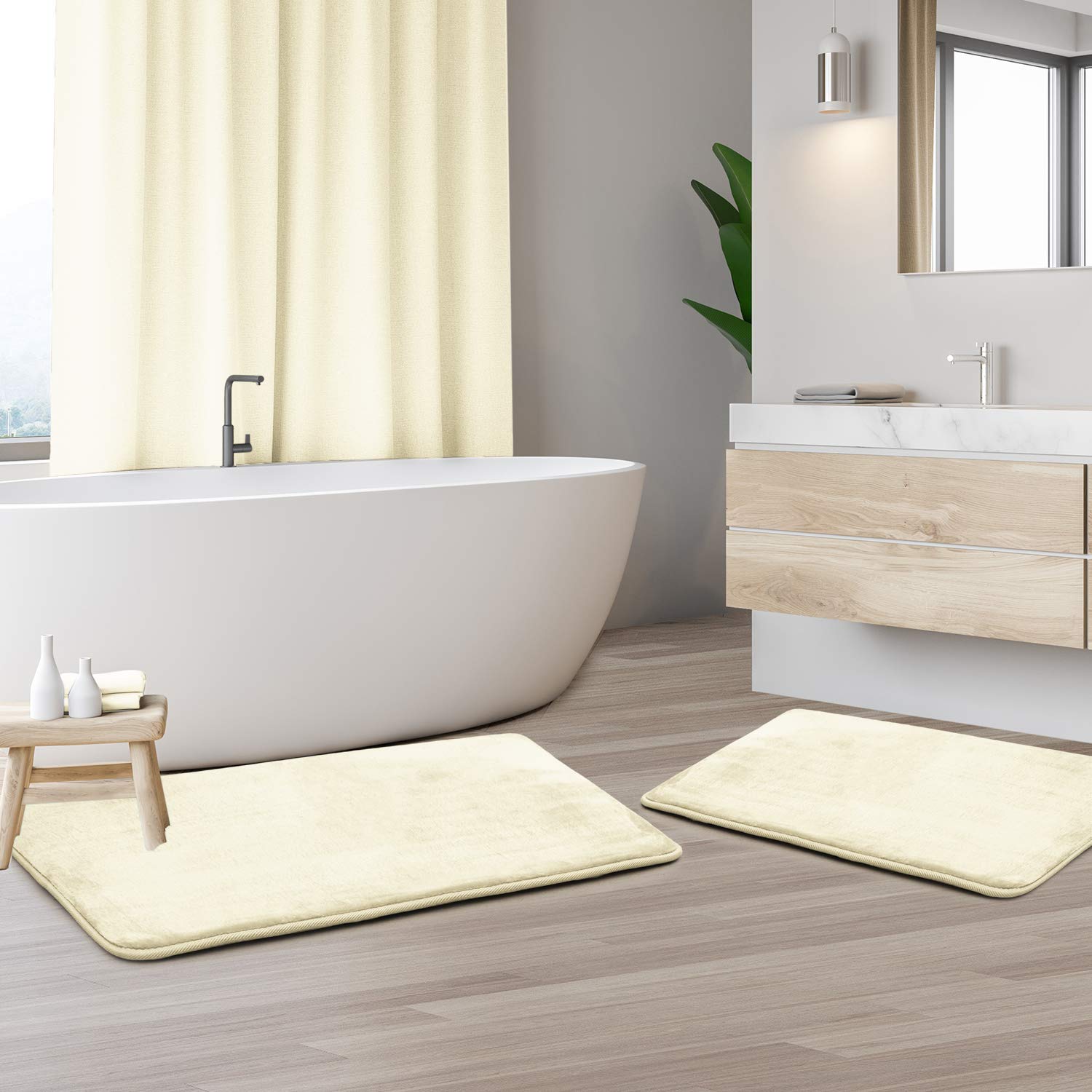 Clara Clark U-Shaped Contour Rug 24" x 19" - Memory Foam Bath Mat, Plush, Cozy, Ultra Soft, Non Slip, Perfect for U-Shaped Toilet Rug, Rugs for Bathroom, Machine Washable, Quick Dry - Blue Heaven