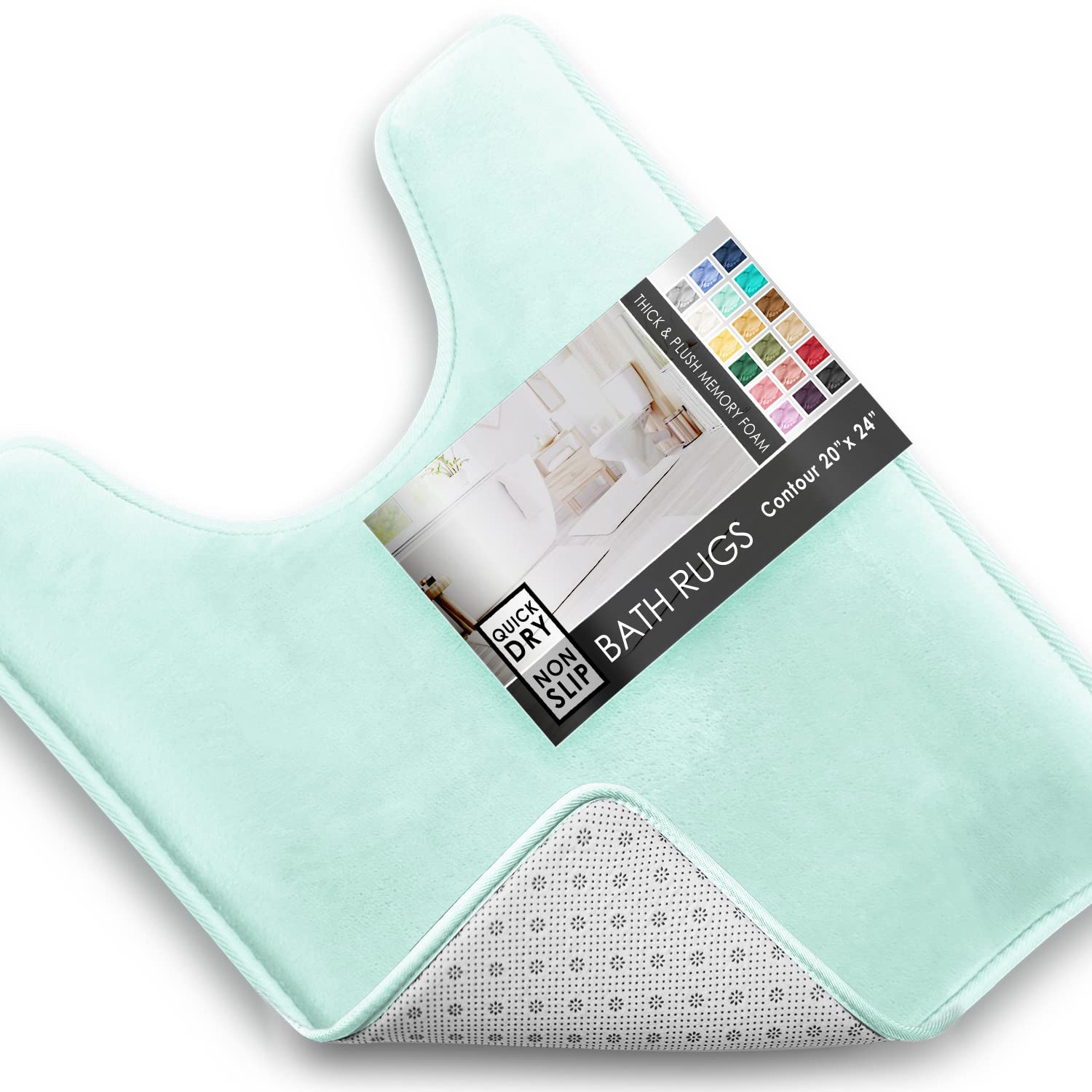 Clara Clark 3 Piece Bathroom Rugs Bath Mat Set, Velvet Memory Foam Bath Mats for Bathroom - Non-Slip, PVC Backing Bath Rugs, Washable - Dries Quickly, Black