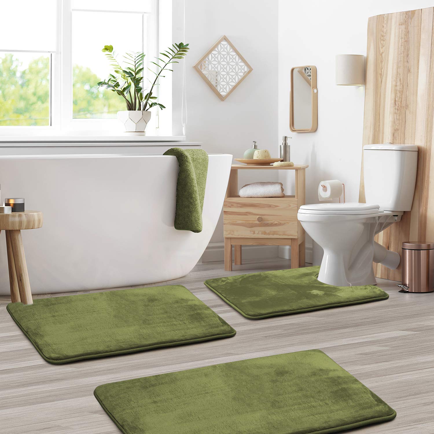 Clara Clark U-Shaped Contour Rug 24" x 19" - Memory Foam Bath Mat, Plush, Cozy, Ultra Soft, Non Slip, Perfect for U-Shaped Toilet Rug, Rugs for Bathroom, Machine Washable, Quick Dry - Blue Heaven