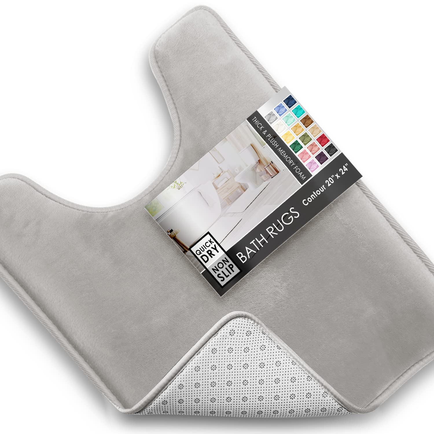 Clara Clark Bathroom Rugs, Velvet Memory Foam Bath Mat, Non-Slip Bath Rugs, Machine Wash, Dries Quickly, Ultra Soft Plush Bath Mats for Bathroom,