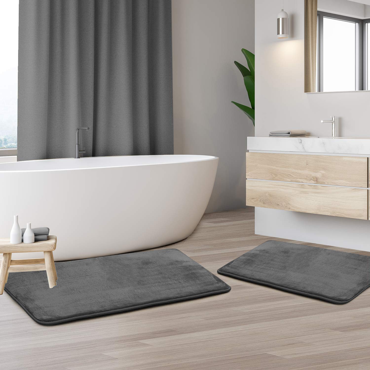 Clara Clark U-Shaped Contour Rug 24" x 19" - Memory Foam Bath Mat, Plush, Cozy, Ultra Soft, Non Slip, Perfect for U-Shaped Toilet Rug, Rugs for Bathroom, Machine Washable, Quick Dry - Blue Heaven
