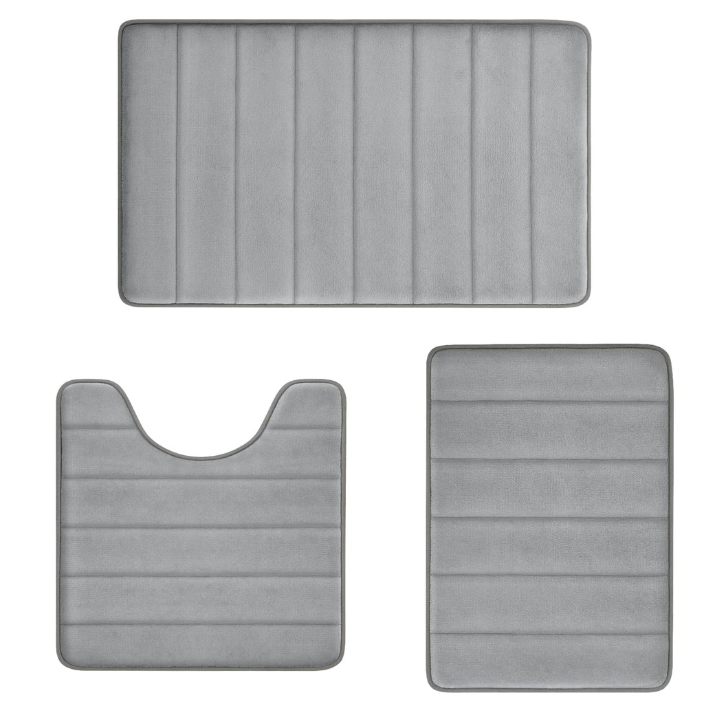 Sage Green Bathroom Rugs Sets 3 Piece Memory Foam Non Slip Bath Mats for Bathroom Floor and U-Shaped Contour Toilet Rug, Soft Washable Bathrom Sets Mats and Rugs Sets for Toilet Shower Sink