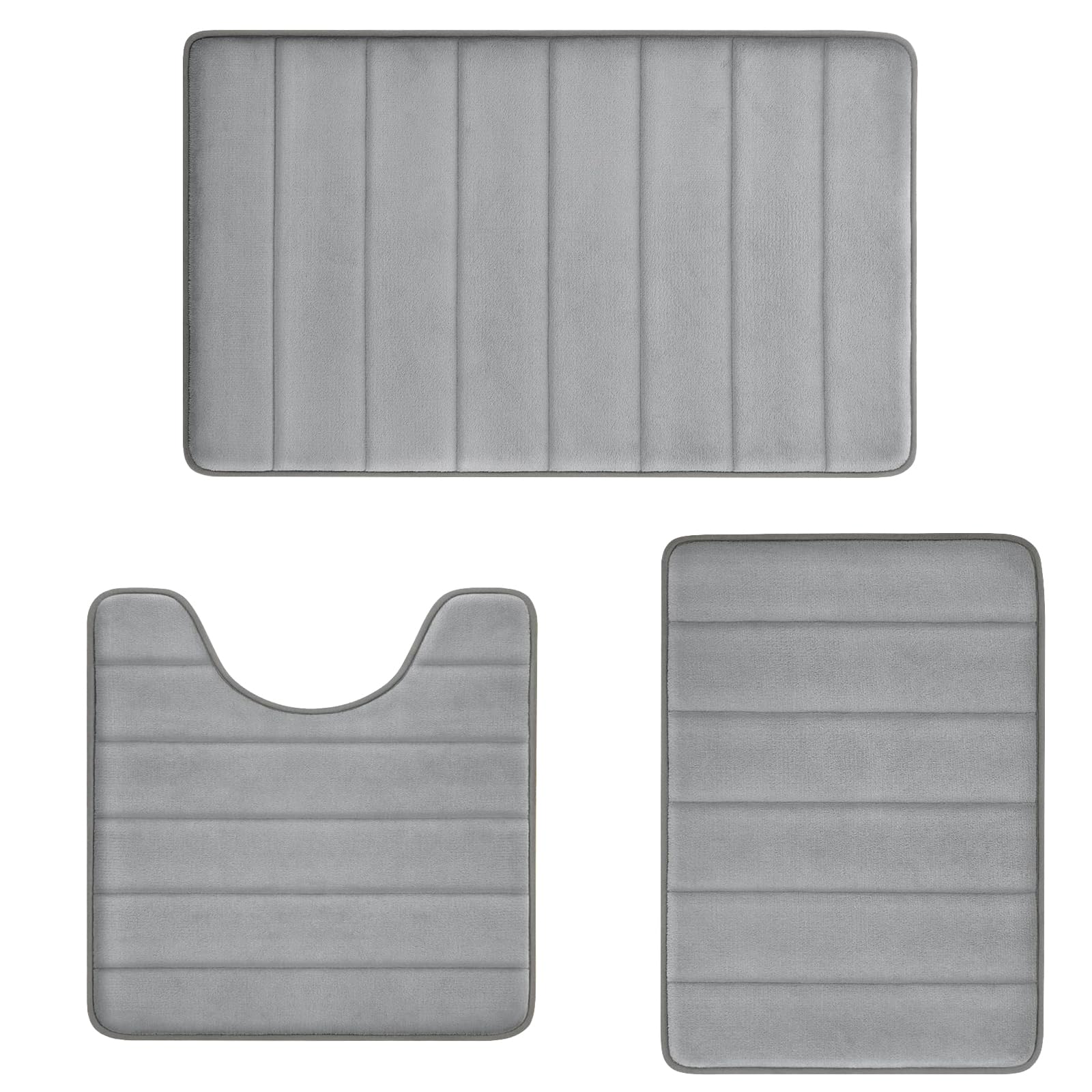 Sage Green Bathroom Rugs Sets 3 Piece Memory Foam Non Slip Bath Mats for Bathroom Floor and U-Shaped Contour Toilet Rug, Soft Washable Bathrom Sets Mats and Rugs Sets for Toilet Shower Sink