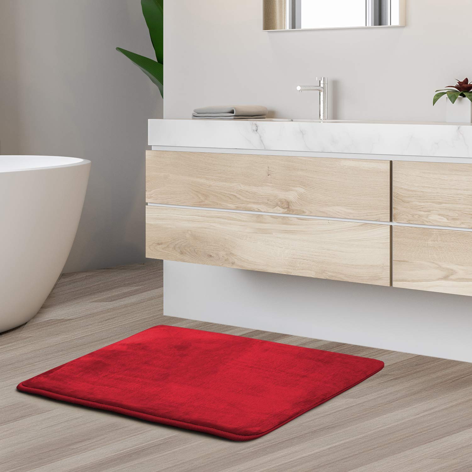 Clara Clark U-Shaped Contour Rug 24" x 19" - Memory Foam Bath Mat, Plush, Cozy, Ultra Soft, Non Slip, Perfect for U-Shaped Toilet Rug, Rugs for Bathroom, Machine Washable, Quick Dry - Blue Heaven