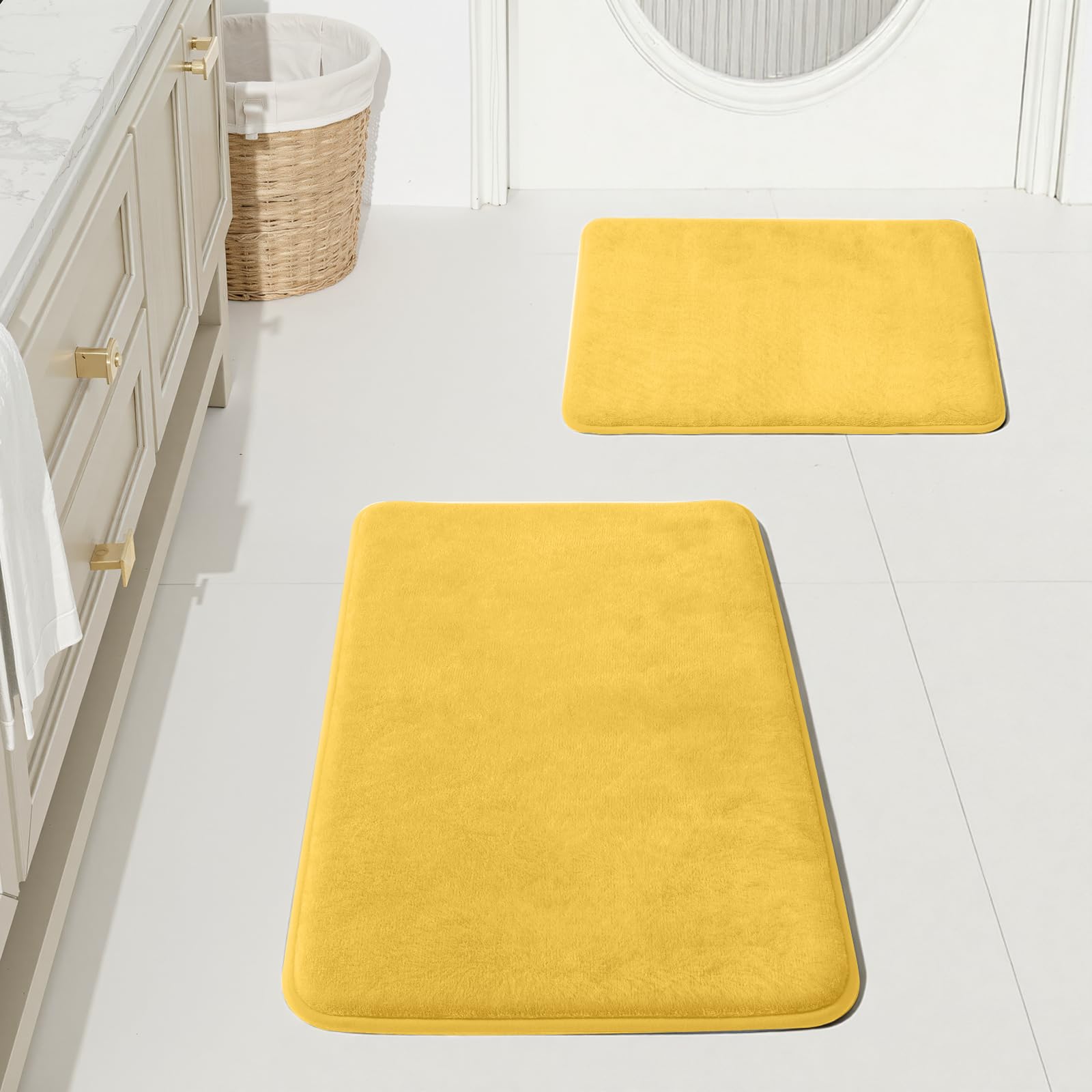 HUXMEYSON Bathroom Rugs Sets 3 Piece, Non-Slip & Quick Dry Bath Mat Set, Ultra Soft Velvet Bath Rugs for Bathroom, Toilet and Shower Floor, Grey