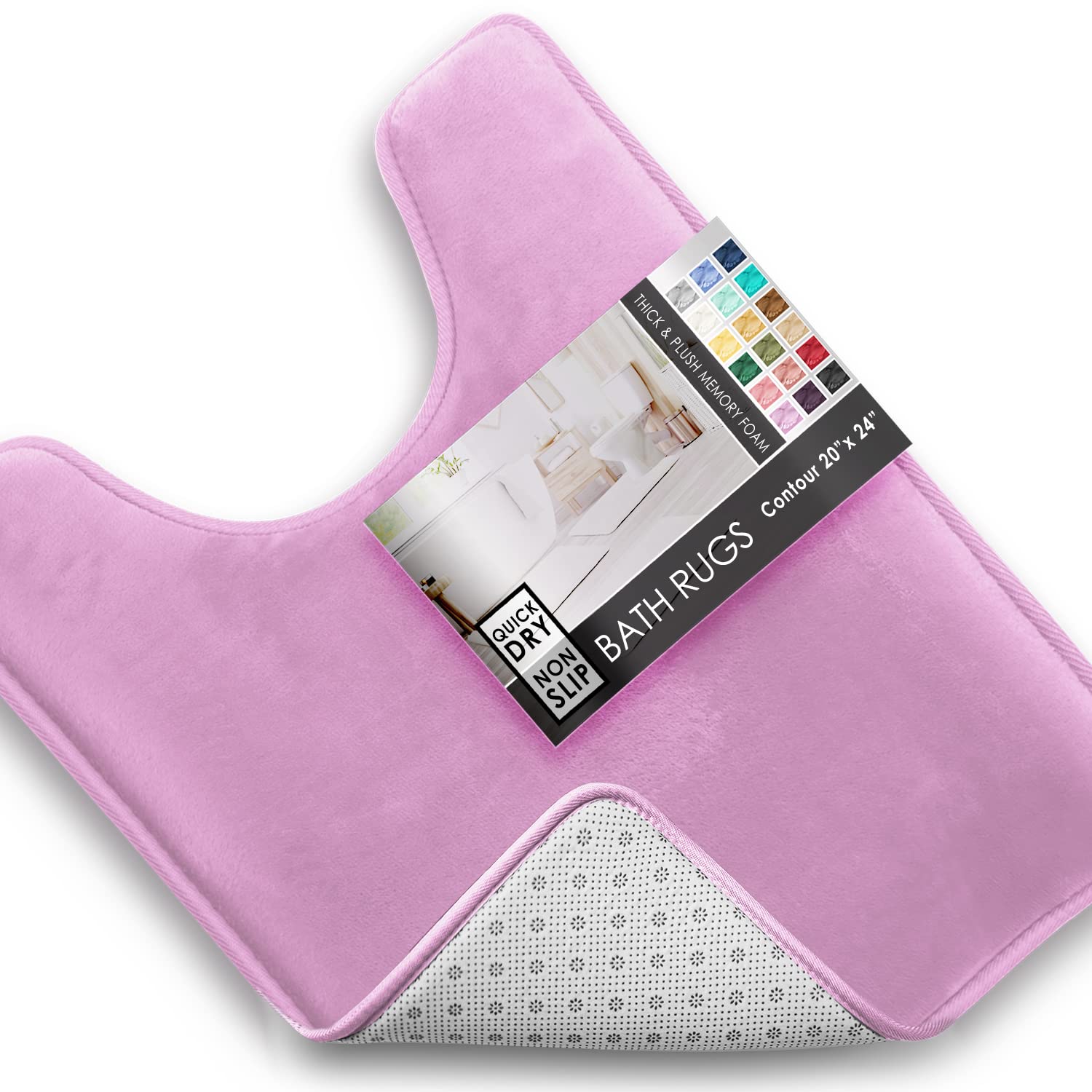 Clara Clark 3 Piece Bathroom Rugs Bath Mat Set, Velvet Memory Foam Bath Mats for Bathroom - Non-Slip, PVC Backing Bath Rugs, Washable - Dries Quickly, Black