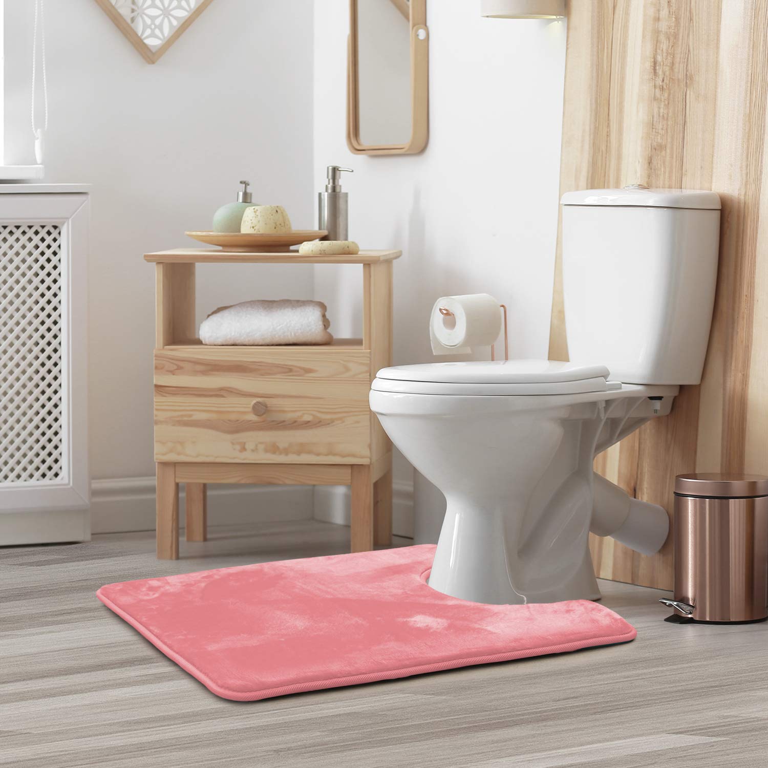 Clara Clark U-Shaped Contour Rug 24" x 19" - Memory Foam Bath Mat, Plush, Cozy, Ultra Soft, Non Slip, Perfect for U-Shaped Toilet Rug, Rugs for Bathroom, Machine Washable, Quick Dry - Blue Heaven