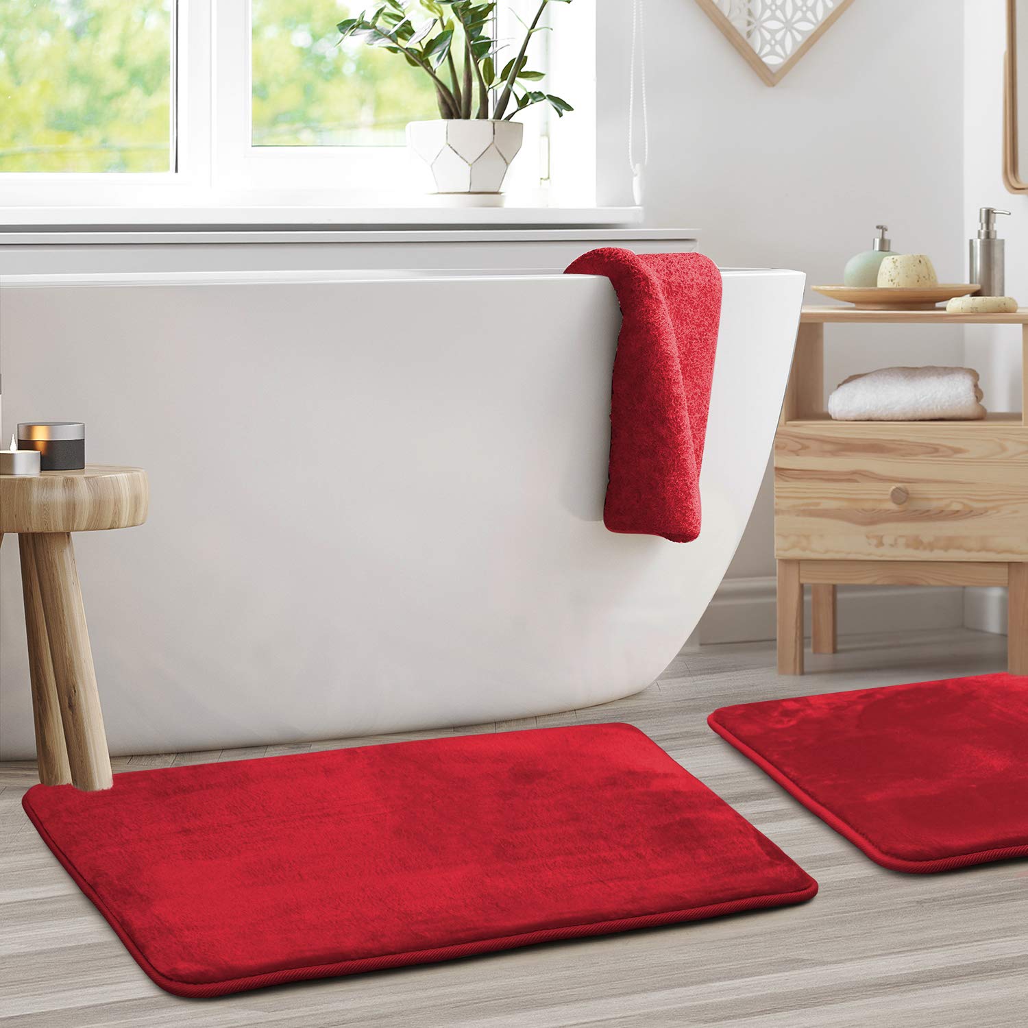 Clara Clark U-Shaped Contour Rug 24" x 19" - Memory Foam Bath Mat, Plush, Cozy, Ultra Soft, Non Slip, Perfect for U-Shaped Toilet Rug, Rugs for Bathroom, Machine Washable, Quick Dry - Blue Heaven