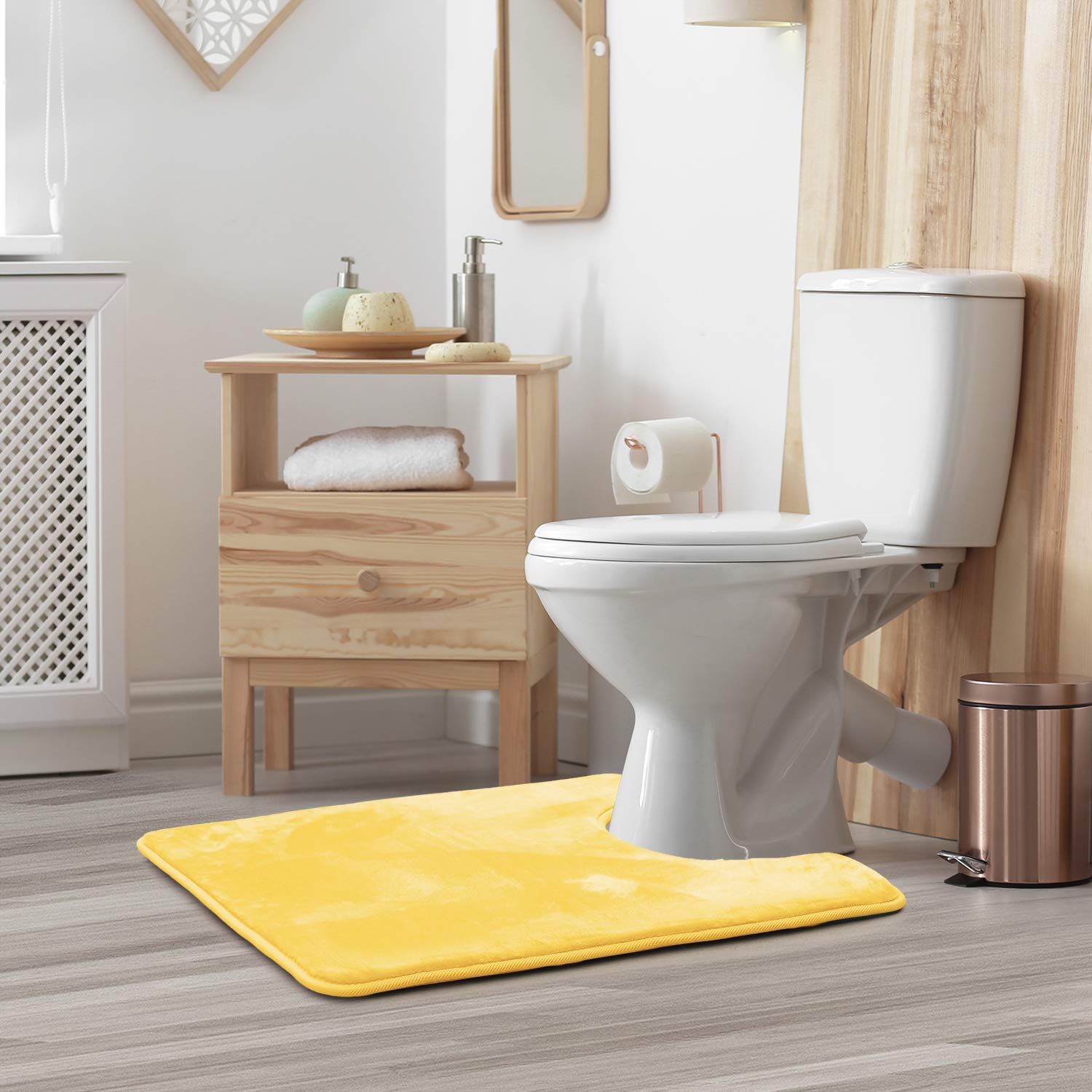 Clara Clark U-Shaped Contour Rug 24" x 19" - Memory Foam Bath Mat, Plush, Cozy, Ultra Soft, Non Slip, Perfect for U-Shaped Toilet Rug, Rugs for Bathroom, Machine Washable, Quick Dry - Blue Heaven