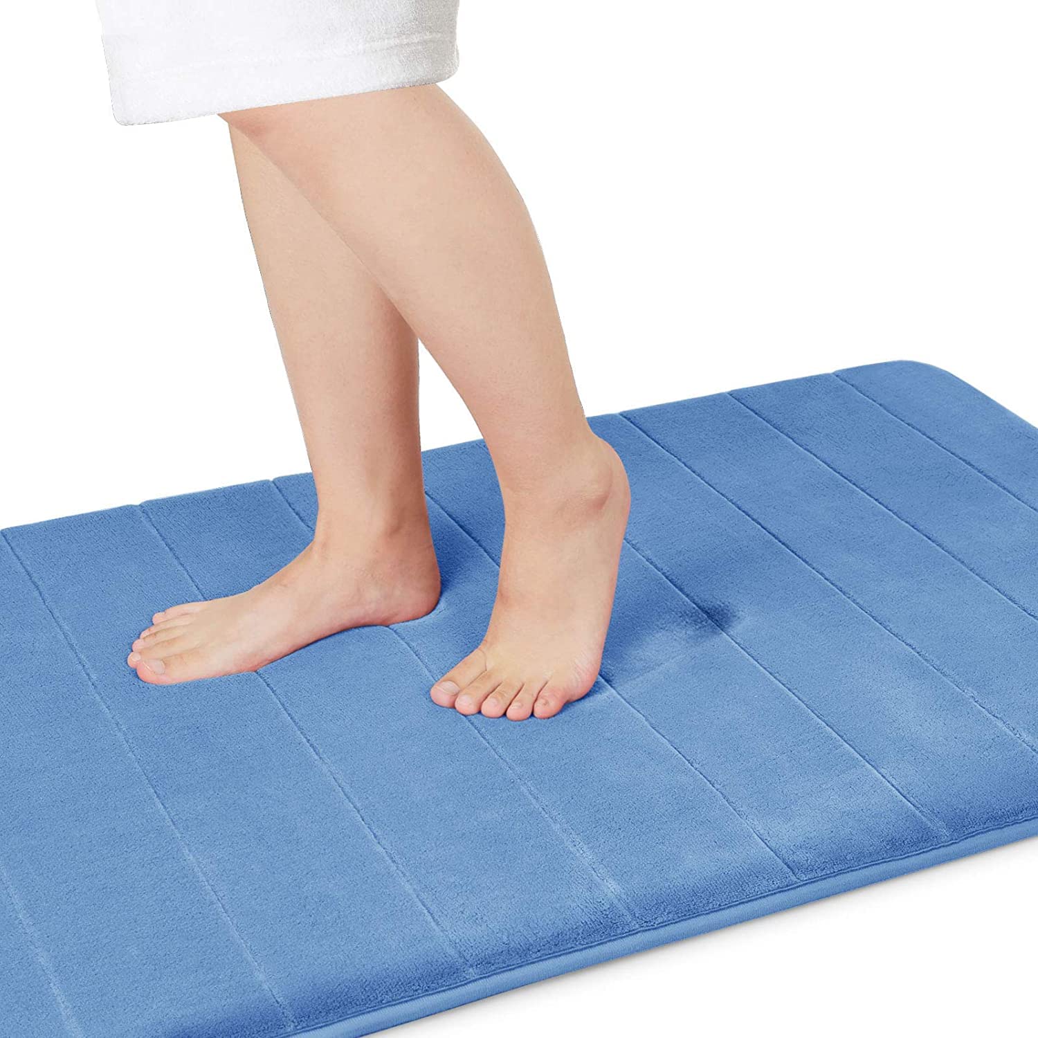 Yimobra Memory Foam Toilet Bath Mat U-Shaped, Soft and Comfortable, Super Water Absorption, Non-Slip, Thick, Machine Wash and Easier to Dry for Bathroom Commode Contour Rug, 24 X 20 Inches, Black