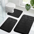 Neween Bathroom Rugs Set 3 Piece, Extra Soft Absorbent Non Slip Memory Foam Bath Mat Set, Thick & Quick Dry Washable Bath Rugs Bathroom Carpet Contour Toliet Mats for Floor, Tub, Shower (Dark Grey)