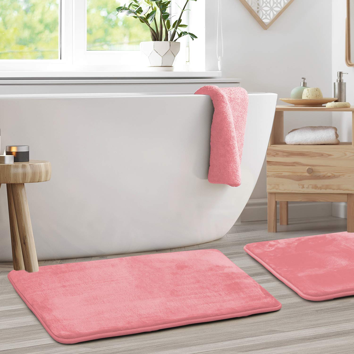 Clara Clark U-Shaped Contour Rug 24" x 19" - Memory Foam Bath Mat, Plush, Cozy, Ultra Soft, Non Slip, Perfect for U-Shaped Toilet Rug, Rugs for Bathroom, Machine Washable, Quick Dry - Blue Heaven