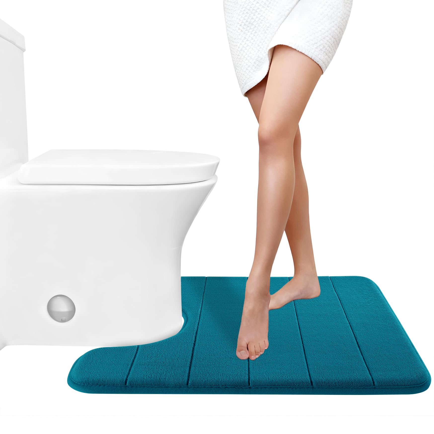Yimobra Memory Foam Toilet Bath Mat U-Shaped, Commode Contour Rug, Soft and Comfortable, Super Water Absorption, Non-Slip, Thick, Machine Wash and Easier to Dry for Bathroom, 24 X 20 Inches, Grey