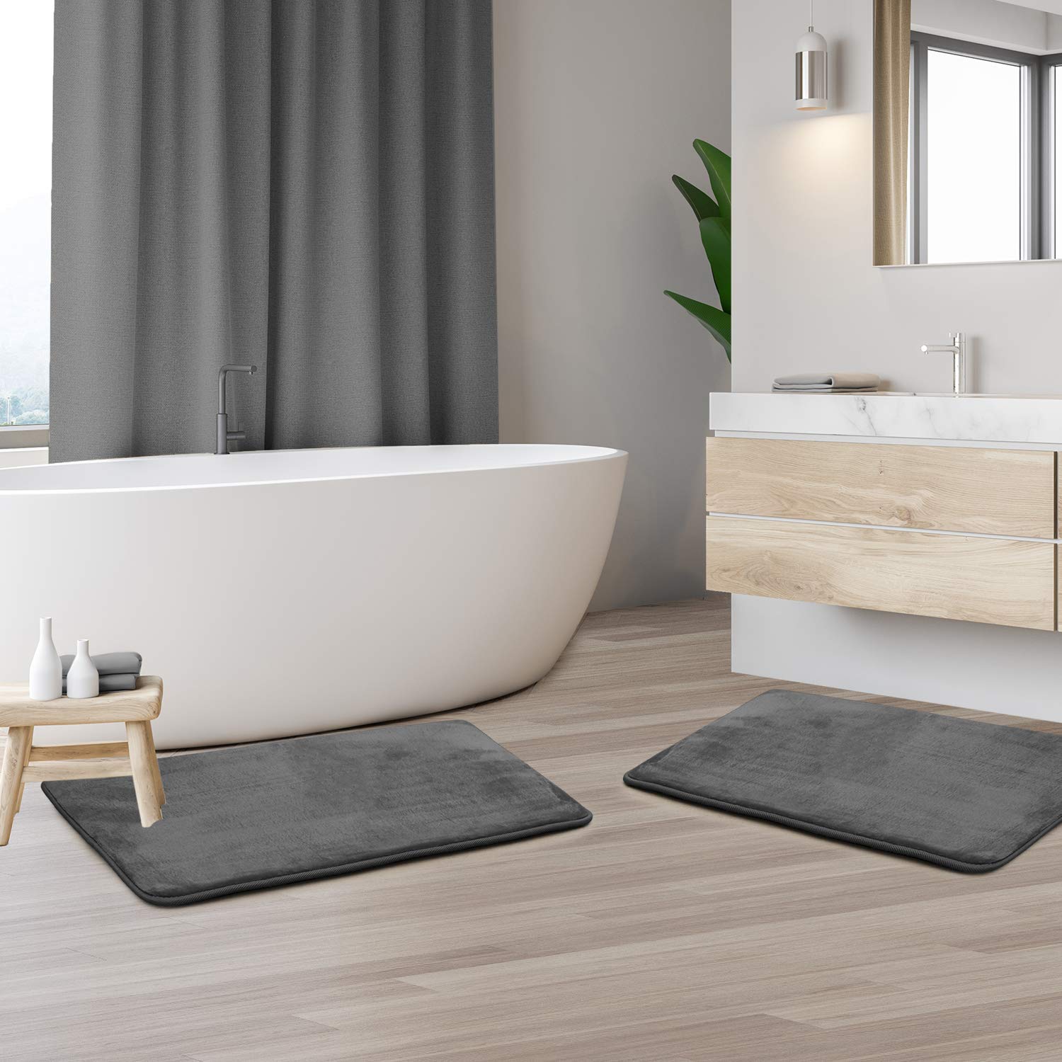 Clara Clark U-Shaped Contour Rug 24" x 19" - Memory Foam Bath Mat, Plush, Cozy, Ultra Soft, Non Slip, Perfect for U-Shaped Toilet Rug, Rugs for Bathroom, Machine Washable, Quick Dry - Blue Heaven