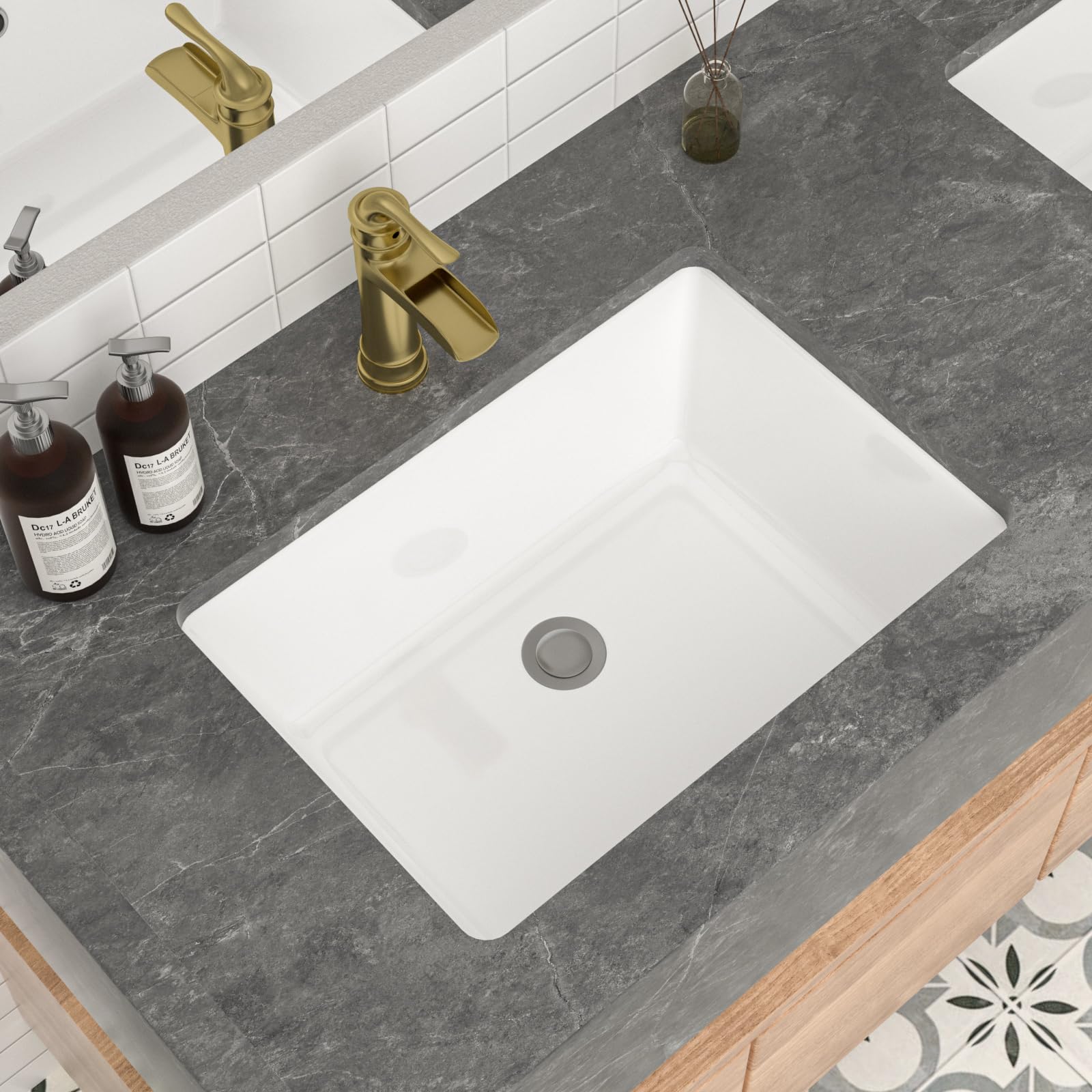 Mocoloo 21"x16" Wall Mounted Bathroom Sink White Rectangle Porcelain ADA Compliant Ceramic Bathroom Sinks Floating Vanity Sink for Lavatory Room Basin