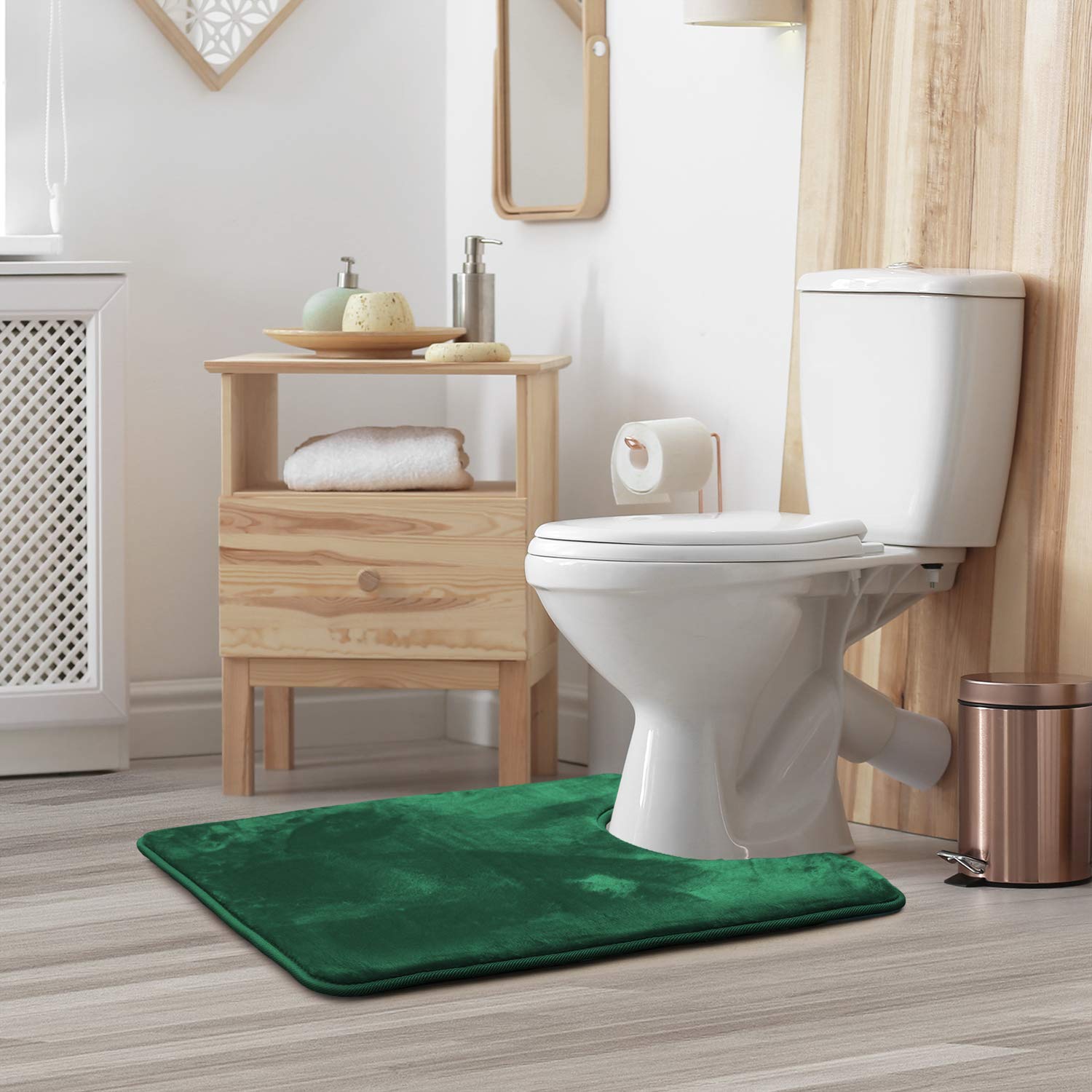 Clara Clark U-Shaped Contour Rug 24" x 19" - Memory Foam Bath Mat, Plush, Cozy, Ultra Soft, Non Slip, Perfect for U-Shaped Toilet Rug, Rugs for Bathroom, Machine Washable, Quick Dry - Blue Heaven