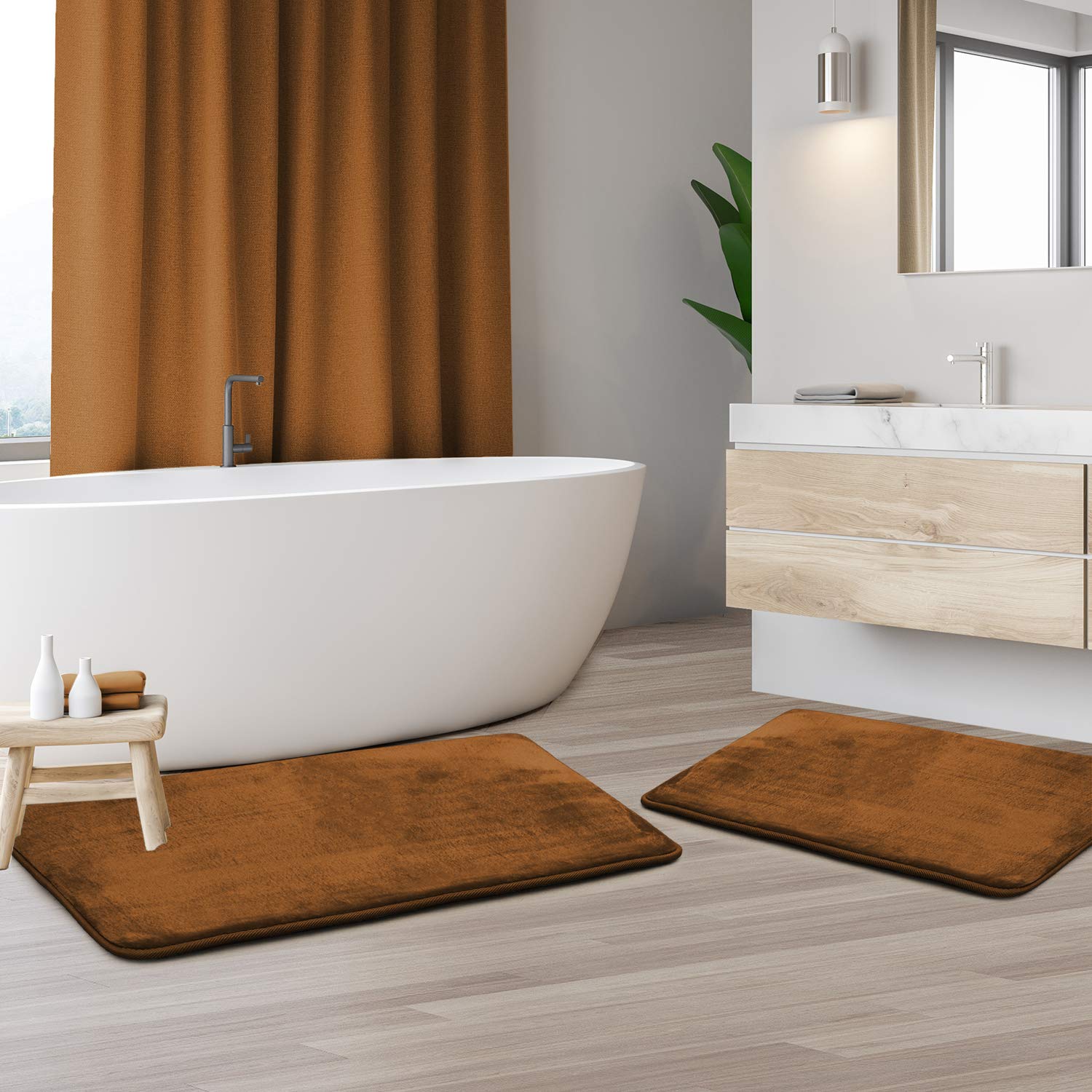 Clara Clark U-Shaped Contour Rug 24" x 19" - Memory Foam Bath Mat, Plush, Cozy, Ultra Soft, Non Slip, Perfect for U-Shaped Toilet Rug, Rugs for Bathroom, Machine Washable, Quick Dry - Blue Heaven