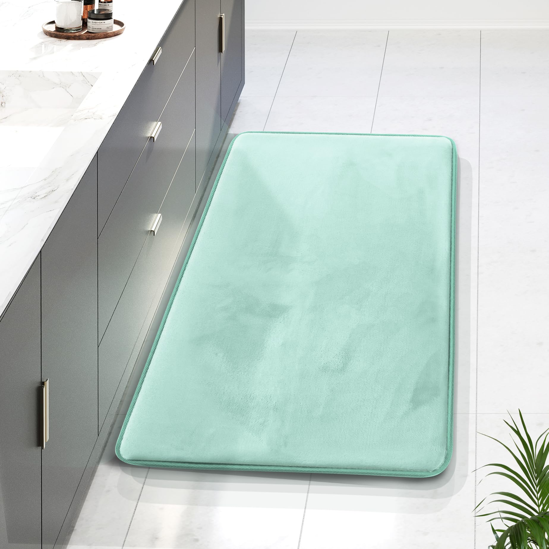 Clara Clark 3 Piece Bathroom Rugs Bath Mat Set, Velvet Memory Foam Bath Mats for Bathroom - Non-Slip, PVC Backing Bath Rugs, Washable - Dries Quickly, Black