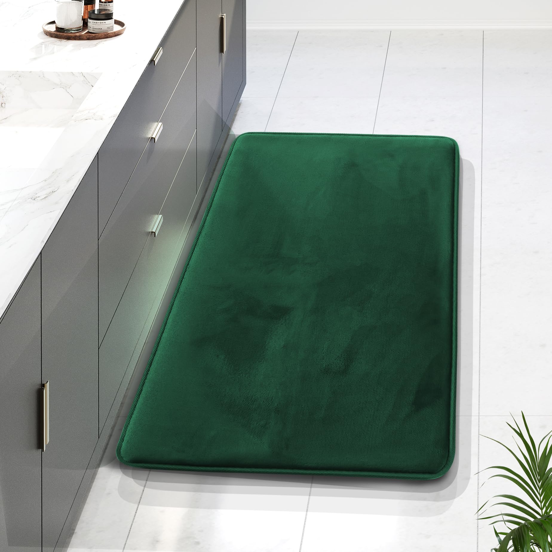 Clara Clark 3 Piece Bathroom Rugs Bath Mat Set, Velvet Memory Foam Bath Mats for Bathroom - Non-Slip, PVC Backing Bath Rugs, Washable - Dries Quickly, Black