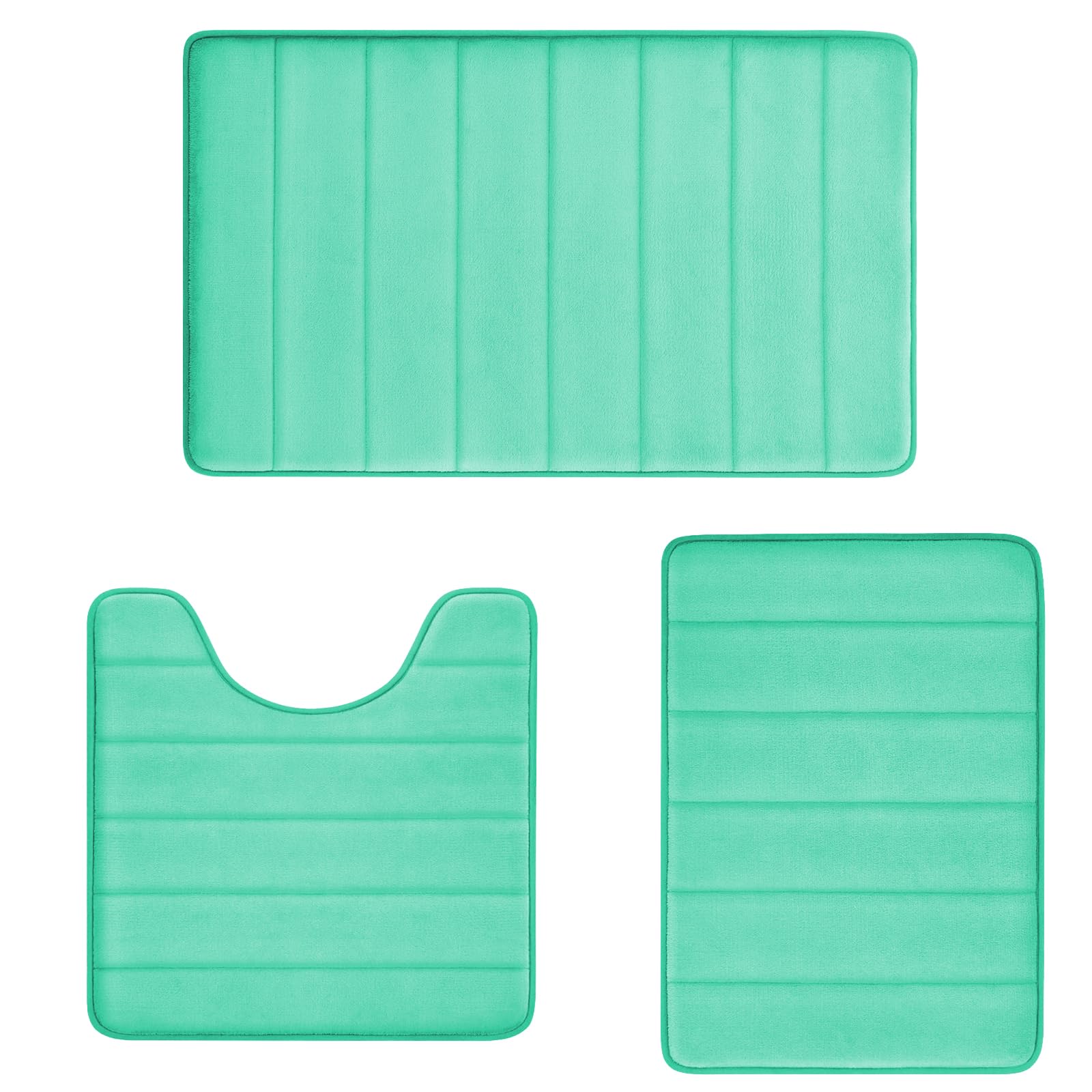 Sage Green Bathroom Rugs Sets 3 Piece Memory Foam Non Slip Bath Mats for Bathroom Floor and U-Shaped Contour Toilet Rug, Soft Washable Bathrom Sets Mats and Rugs Sets for Toilet Shower Sink