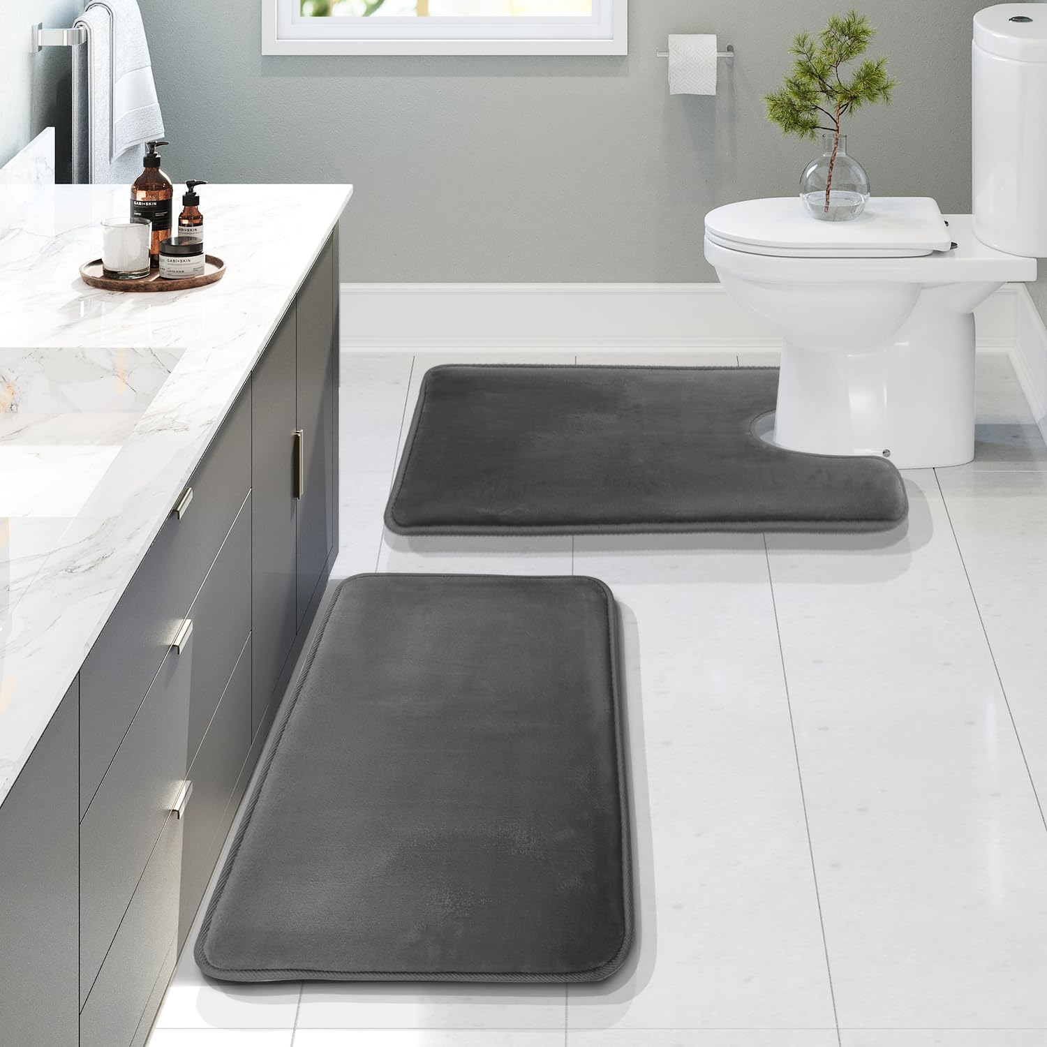 Clara Clark Bathroom Rugs, Velvet Memory Foam Bath Mat, Non-Slip Bath Rugs, Machine Wash, Dries Quickly, Ultra Soft Plush Bath Mats for Bathroom,